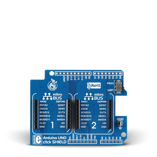MIKROE Arduino UNO Compatible Click Shield for Enhanced Arduino Functionality