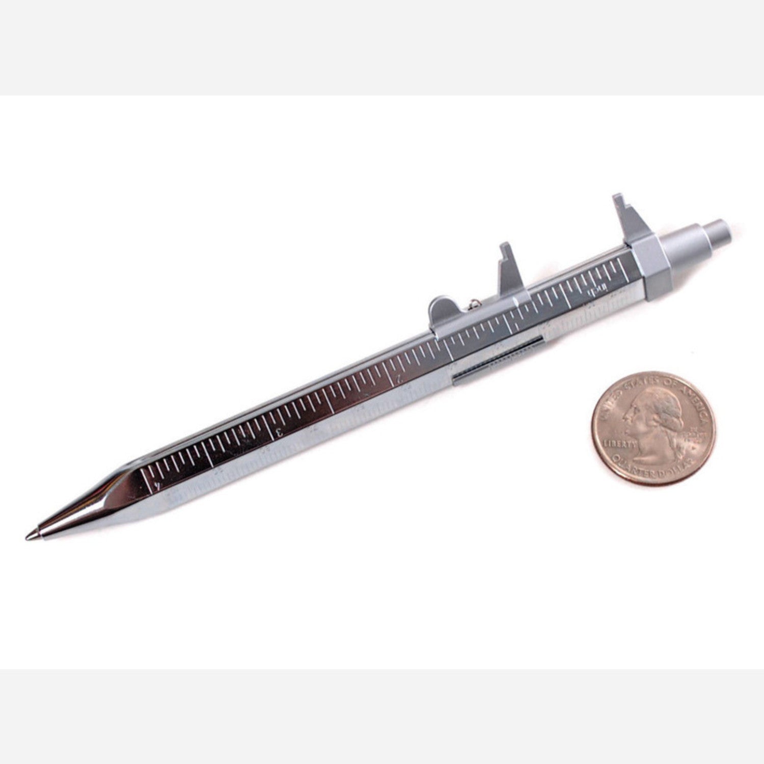 German-Made Multipurpose Chromium-Plated Brass Messograf Ballpoint Pen Calipers