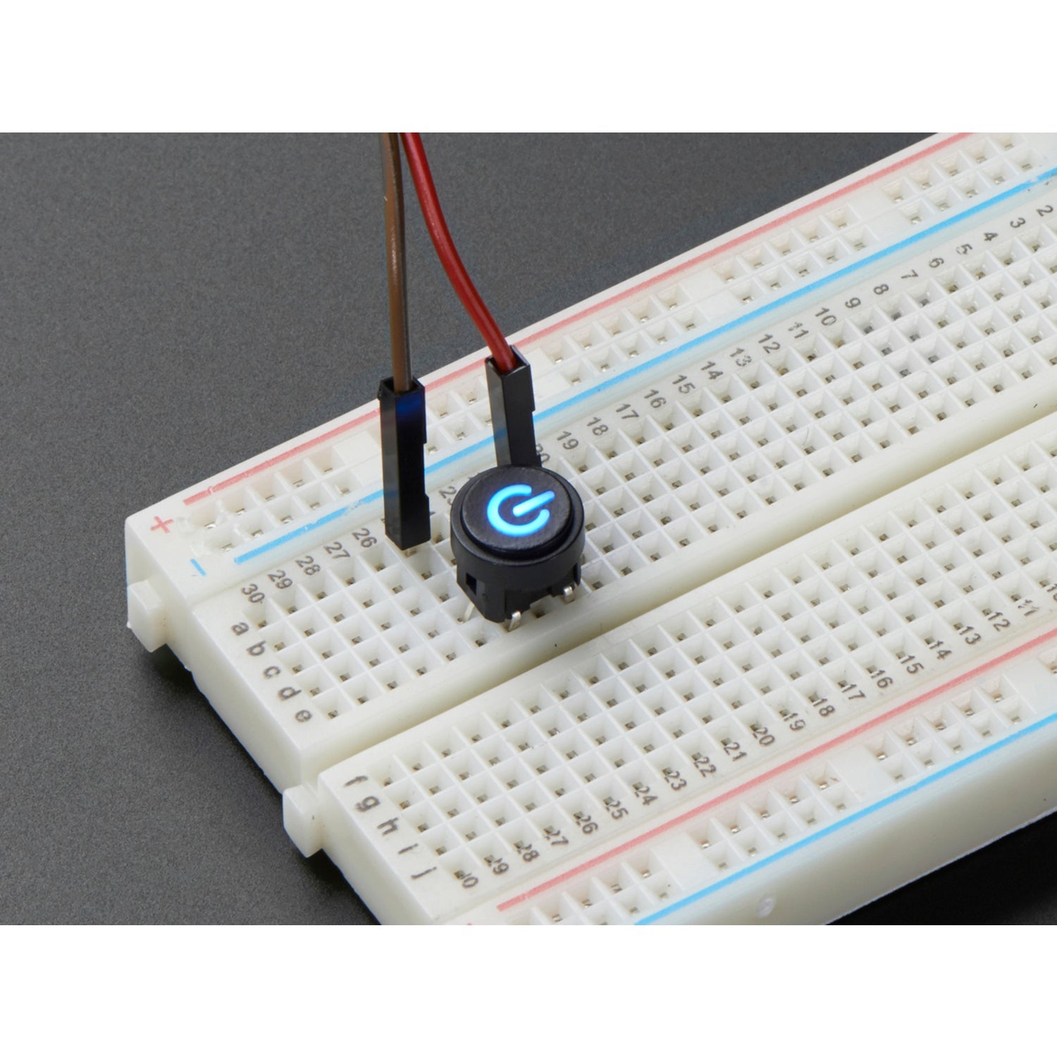 Blue Mini Illuminated Momentary Pushbutton with Power Symbol