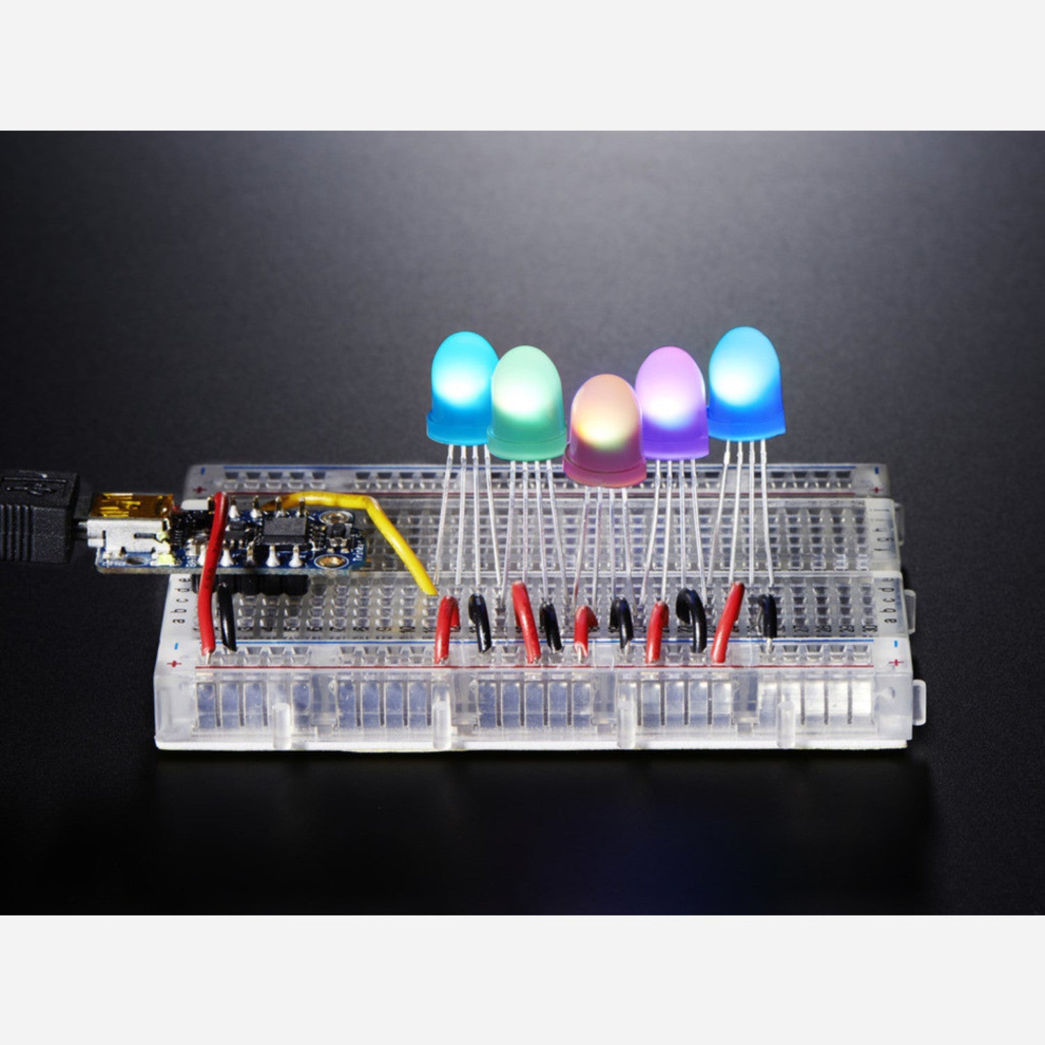 5-Pack of NeoPixel Diffused 8mm Through-Hole Light Emitting Diodes for Breadboard Projects