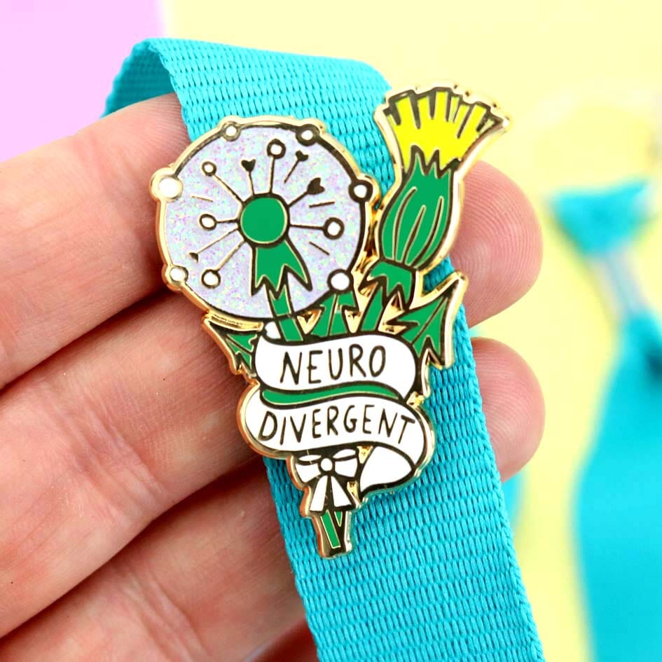 Limited Edition Colorful Gold-Backed Hard Enamel Neurodivergent Lapel Pin