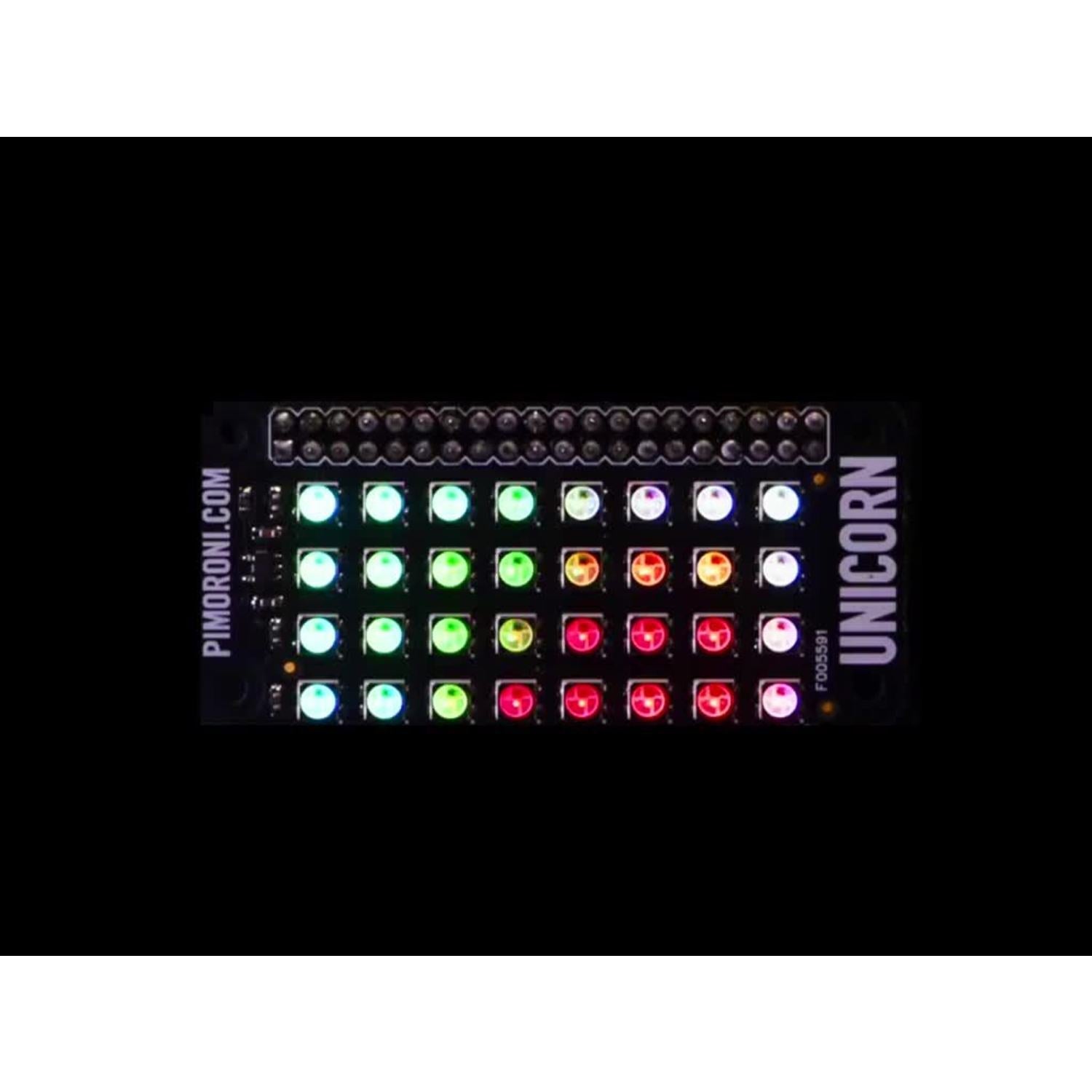 Pimoroni Unicorn pHAT - A 4x8 RGB LED Shield Accessory for Raspberry Pi Computers