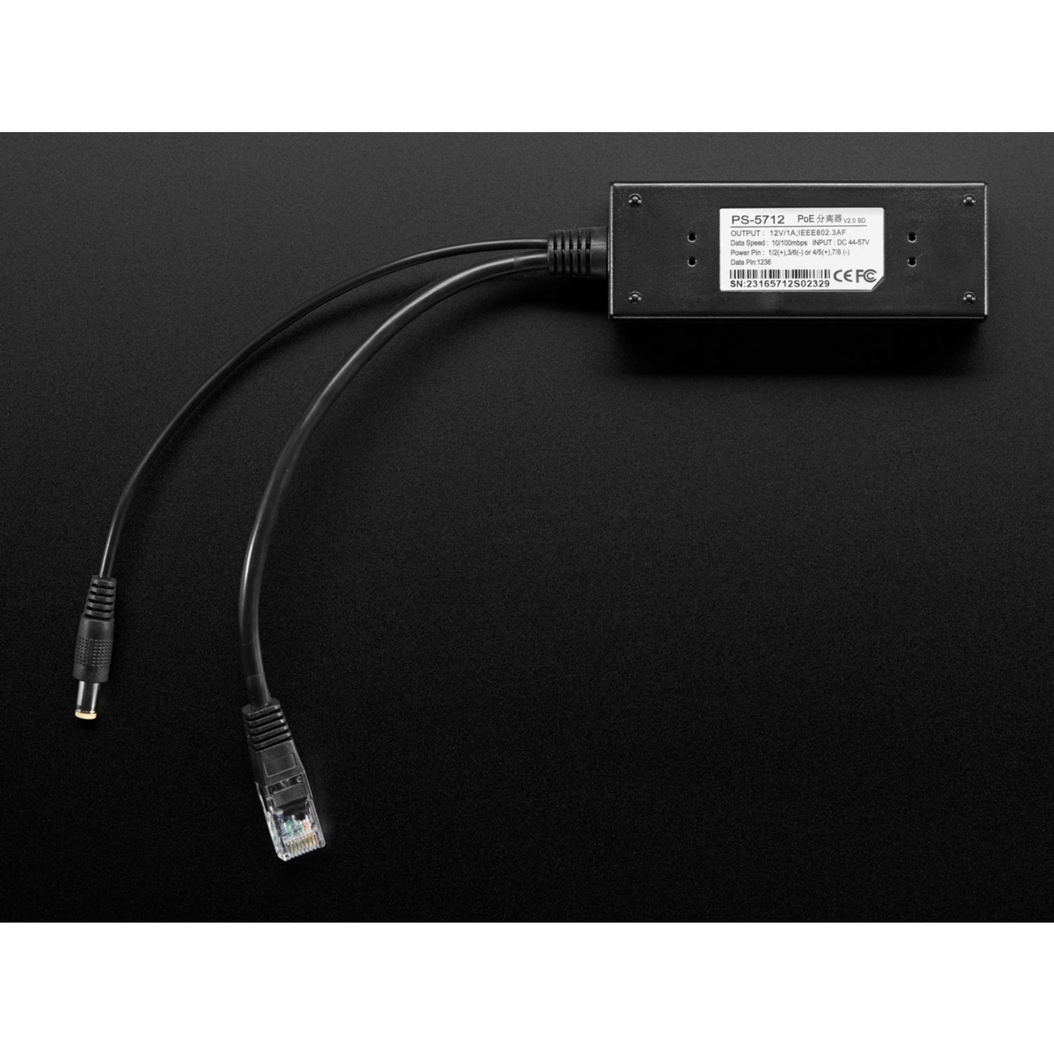 High - Performance 12V 1A 802.3af PoE Output Data Power Splitter