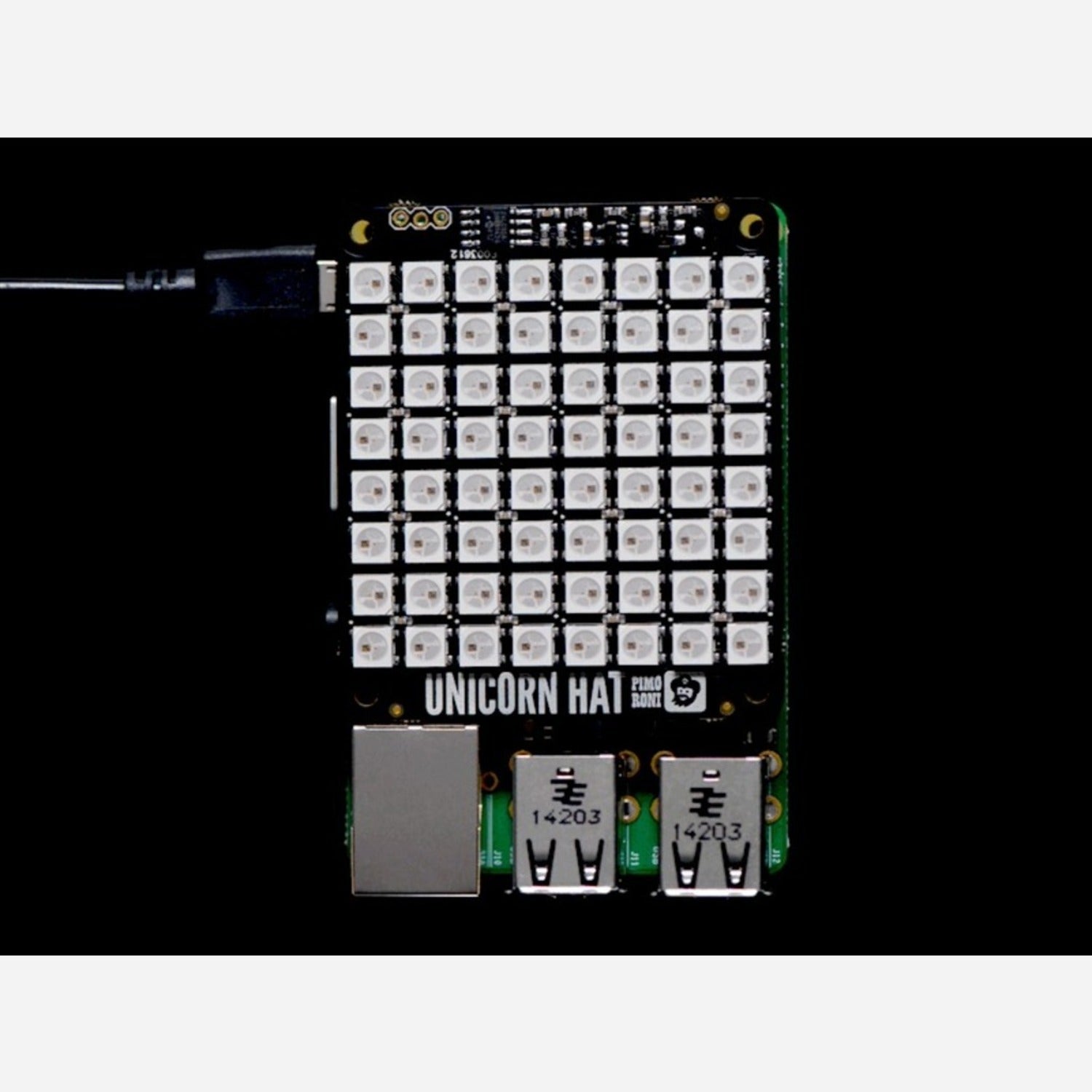 Pimoroni Unicorn Hat - 8x8 RGB LED Shield Accessory for Raspberry Pi Model A+ and Model B+