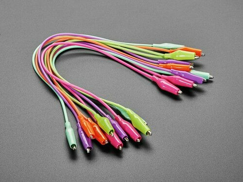 10-Piece Color-Coded Tropical Alligator Test Clip Leads in Vibrant Colors