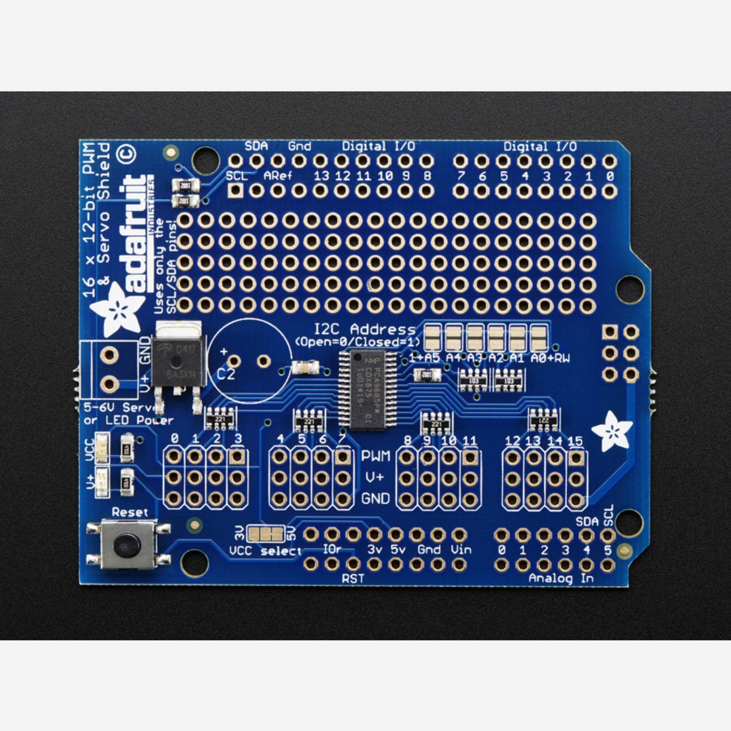 Adafruit 16-Channel 12-bit I2C PWM/Servo Shield for Arduino