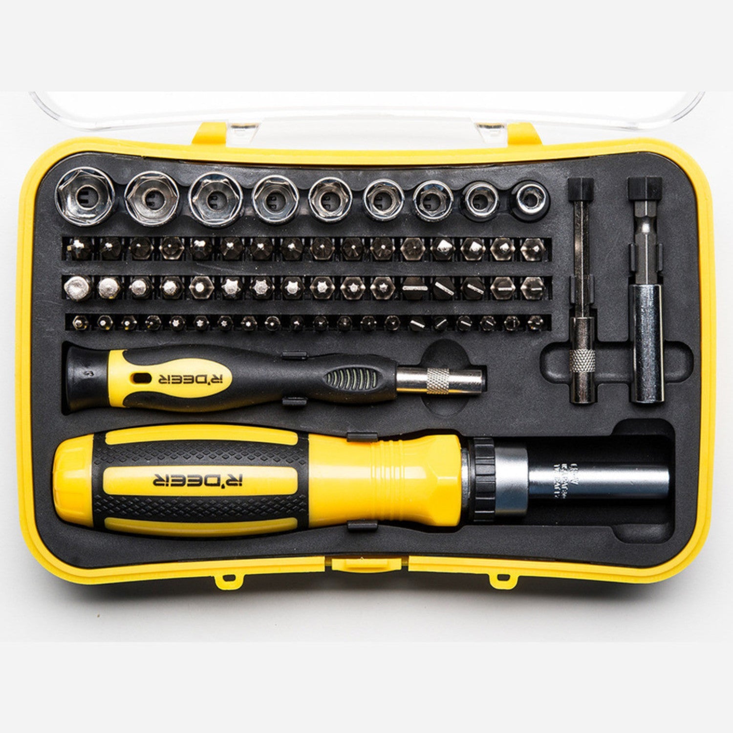 High - Quality 65 - Piece Set of Ratchet Screwdriver and Tool Bits for Disassembly and Assembly