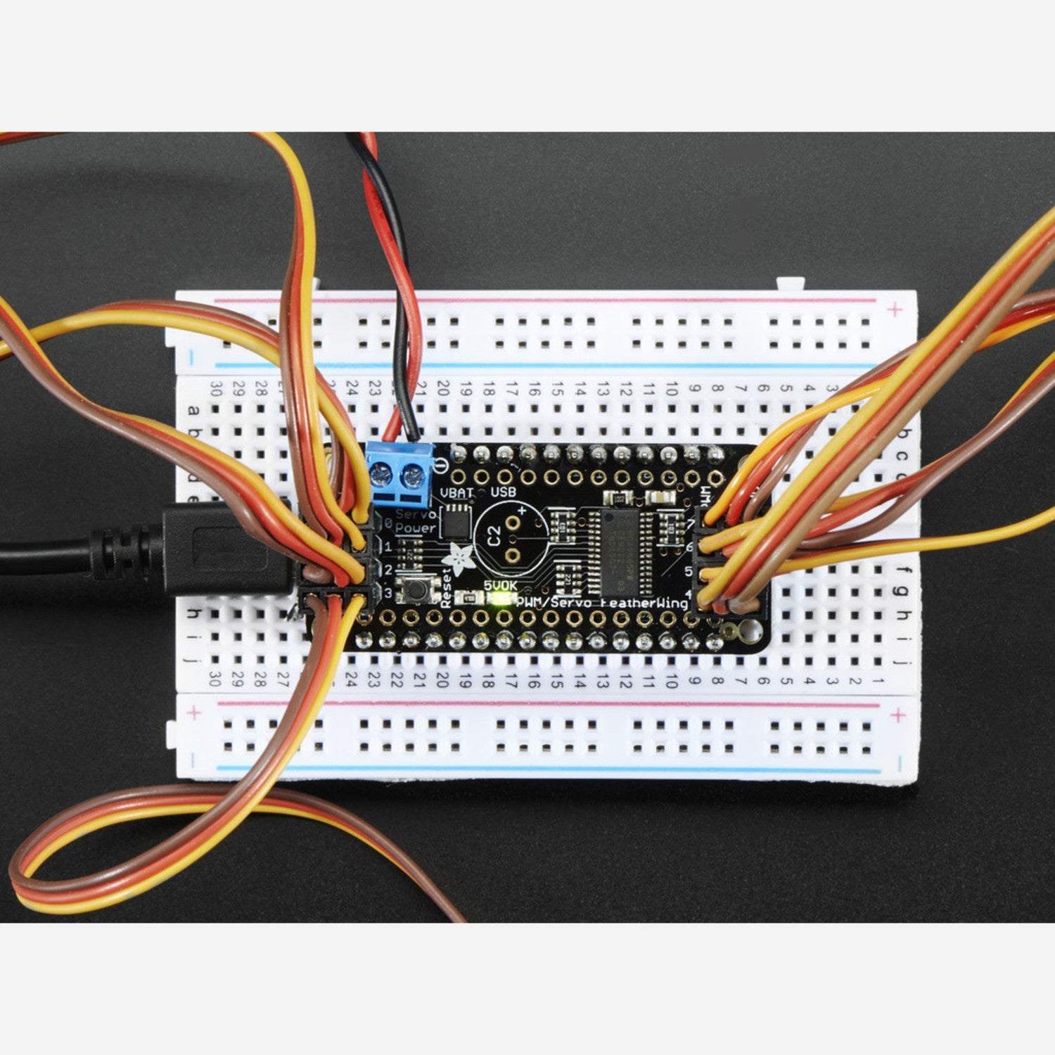8-Channel Pulse Width Modulation (PWM) or Servo Add-on FeatherWing Compatible with All Feather Boards