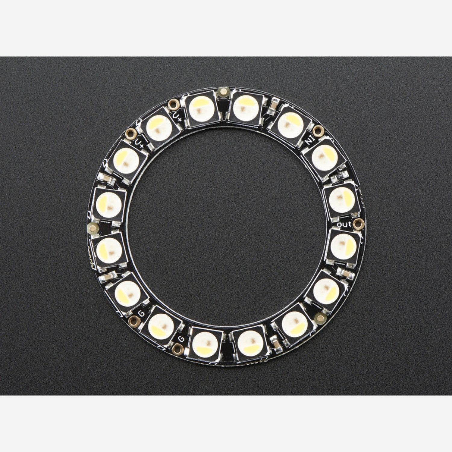 16 - LED NeoPixel Ring with Integrated Drivers - Smart RGBW 5050 LEDs for Stunning Lighting Effects in Natural White (~4500K)