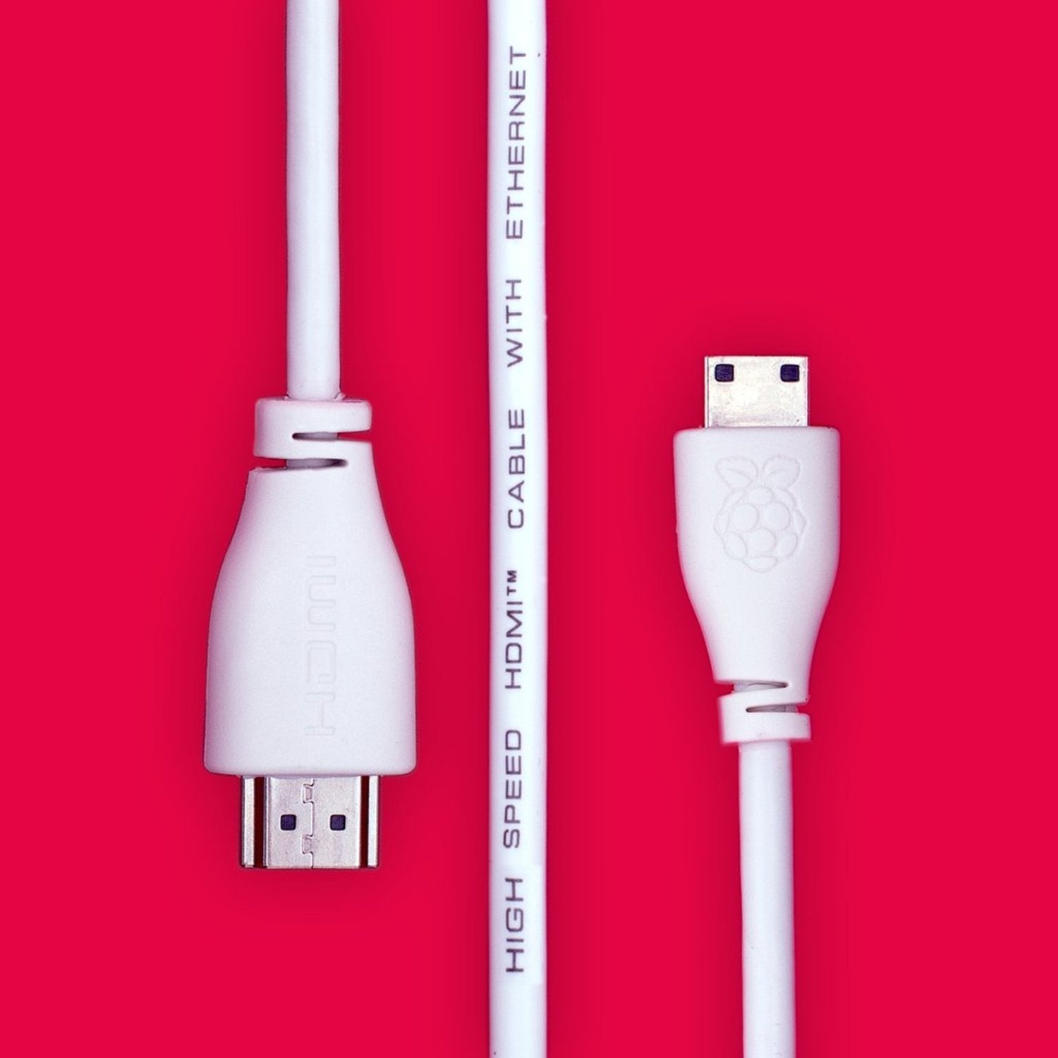 1M White Mini HDMI to Standard HDMI Cable for Raspberry Pi
