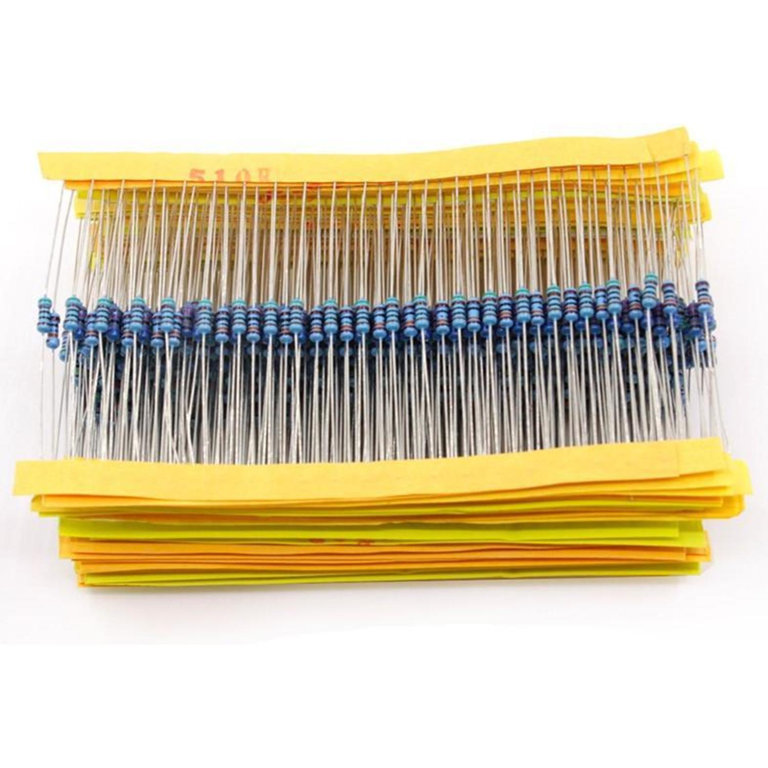 600-piece Pack of 1/4W Metal Film Resistors with 1% Tolerance