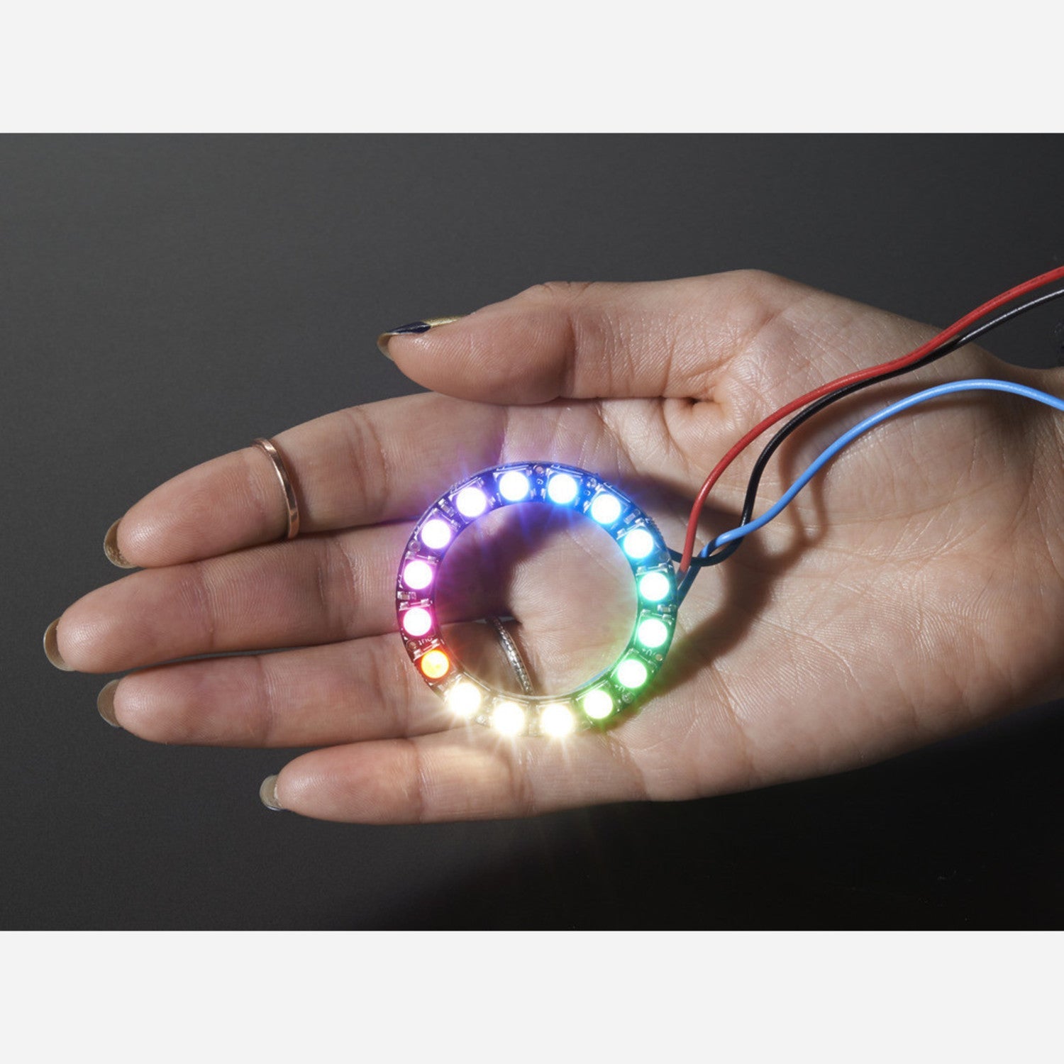 16 - LED NeoPixel Ring with Integrated Drivers - Smart RGBW 5050 LEDs for Stunning Lighting Effects in Natural White (~4500K)