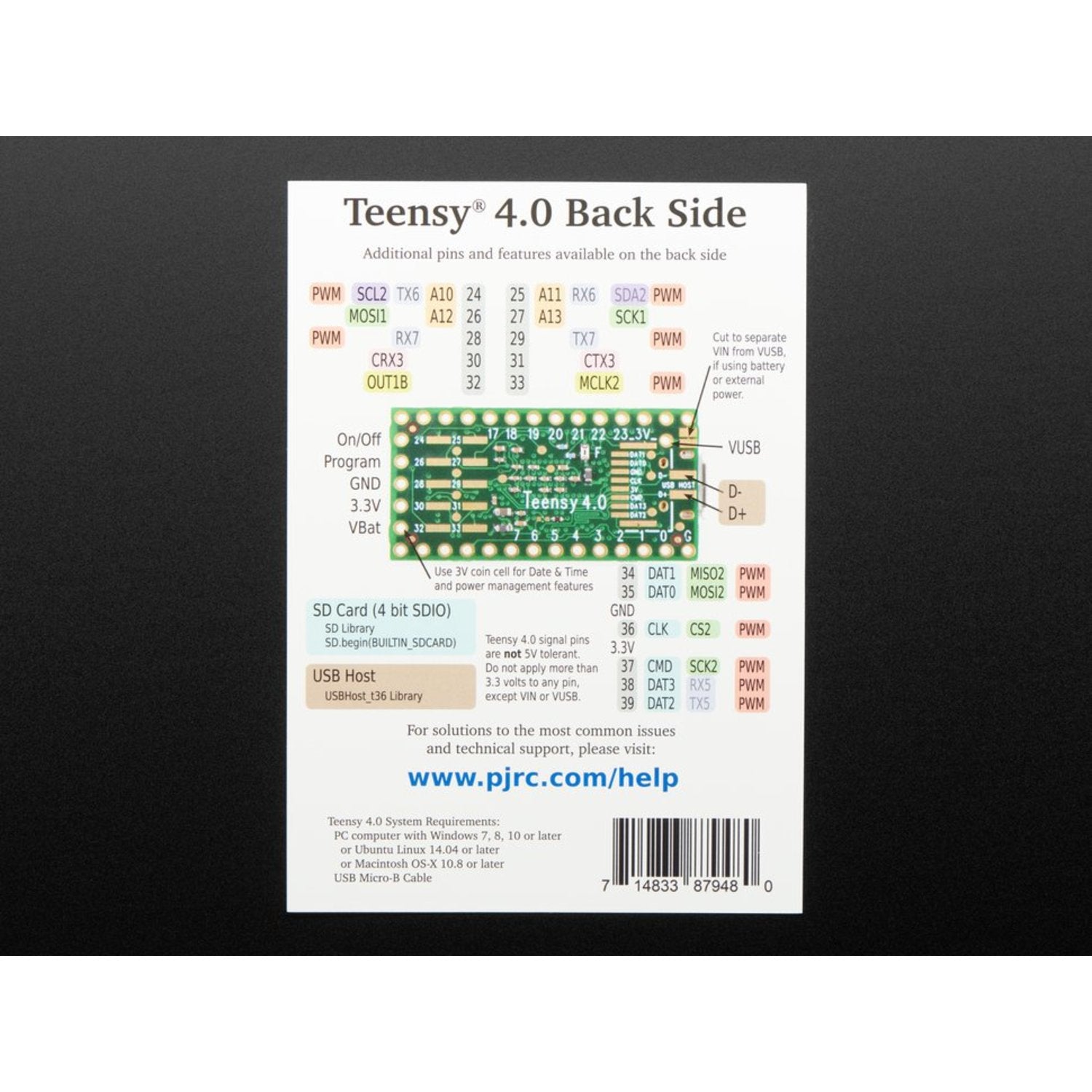 High - Performance PJRC Teensy 4.0 USB Development Board with 600 MHz Processor