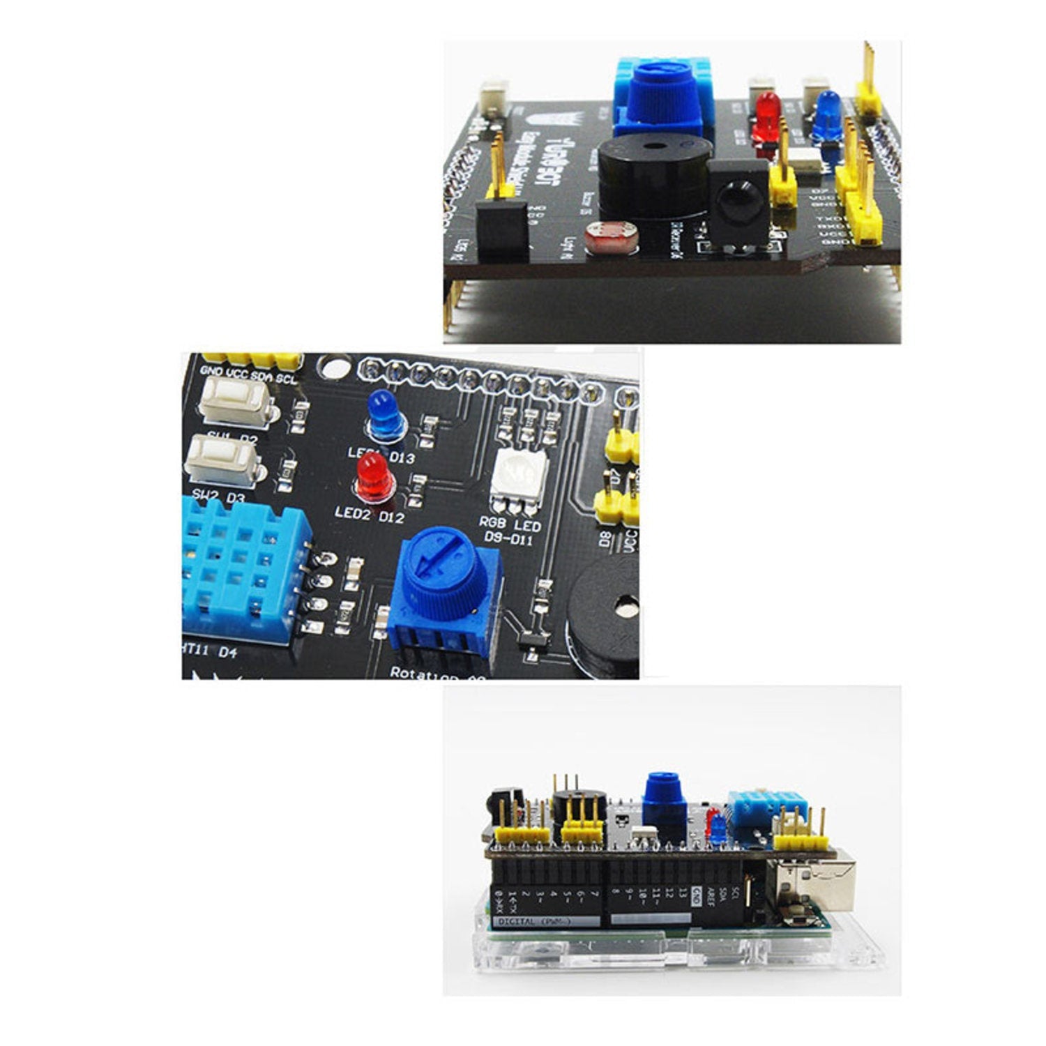 Easy-to-Use Multifunctional Temperature and Humidity Module Shield for Arduino UNO