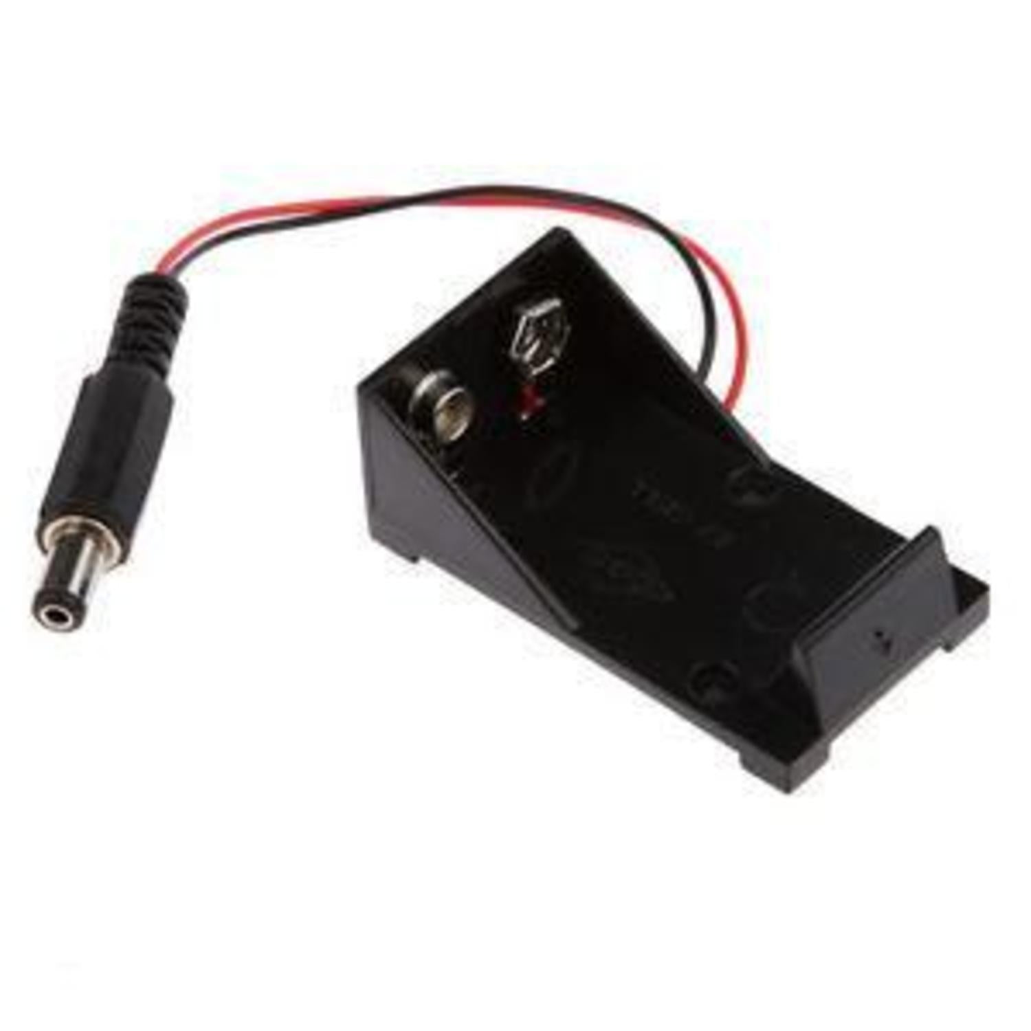 9-Volt Battery Holder Featuring a Direct Current Connector for Electronic Devices