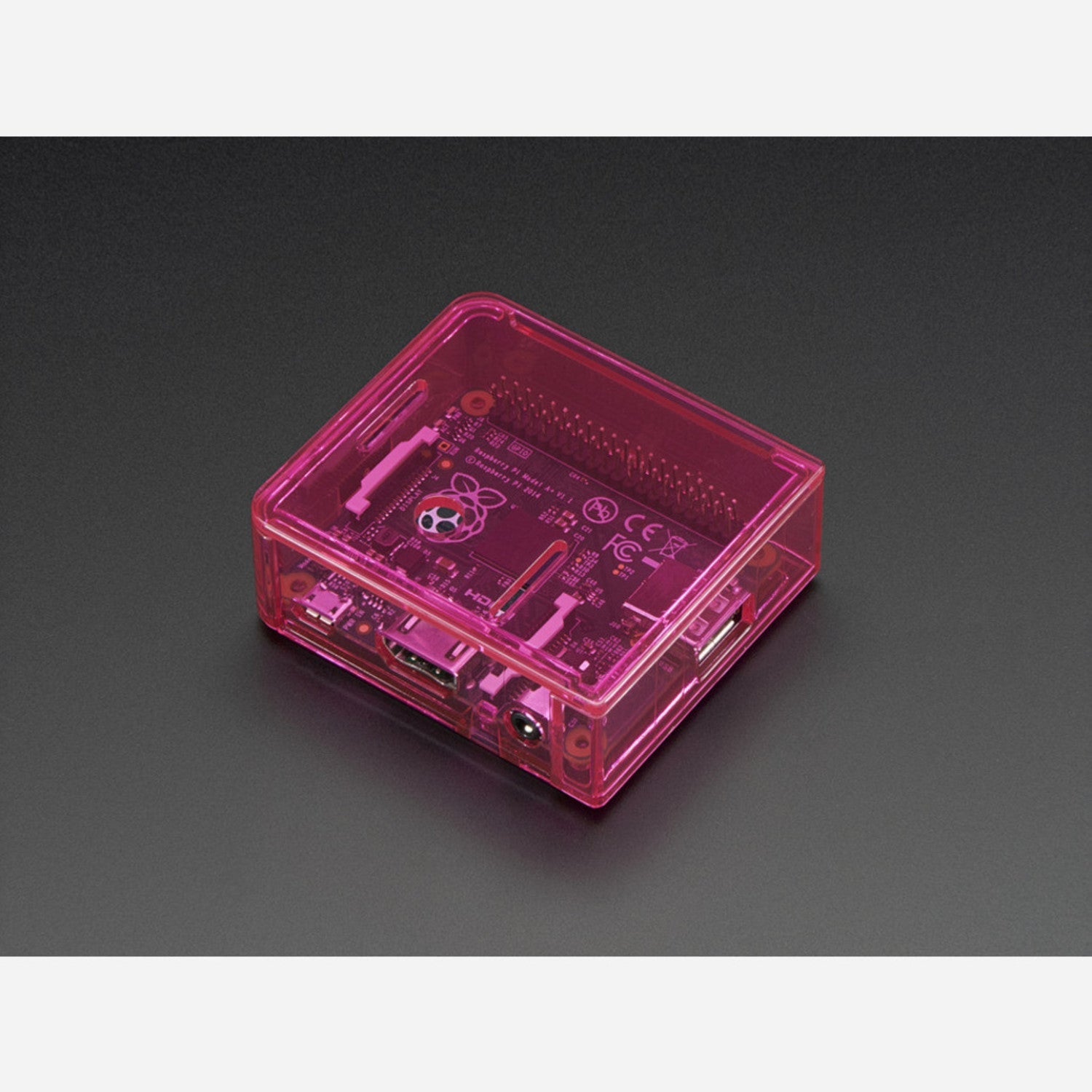 Pink Polycarbonate Base Case for Raspberry Pi Model A+