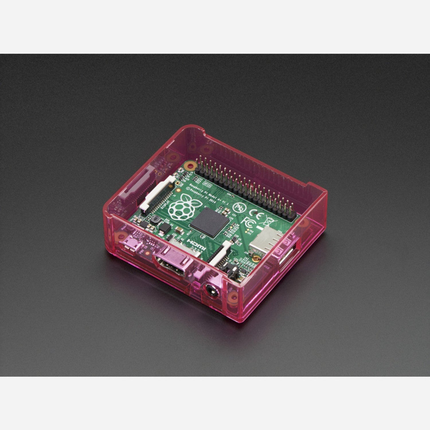 Pink Polycarbonate Base Case for Raspberry Pi Model A+
