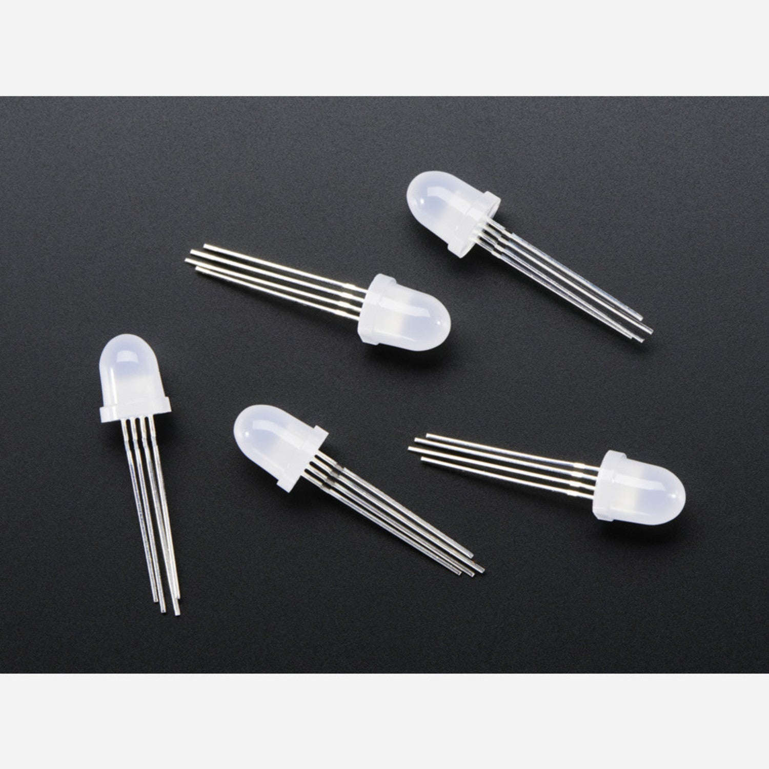 5-Pack of NeoPixel Diffused 8mm Through-Hole Light Emitting Diodes for Breadboard Projects