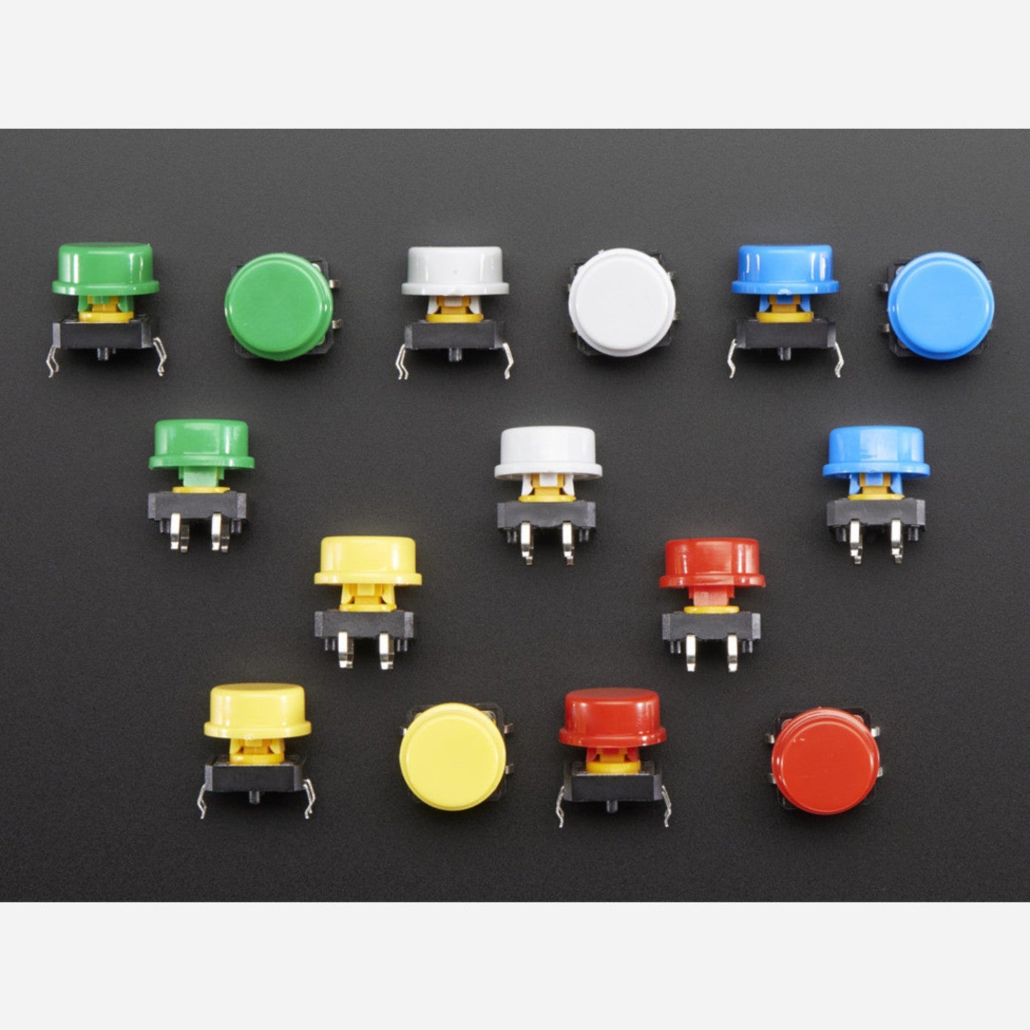 15-Piece Assortment of Colorful Round Tactile Button Switches