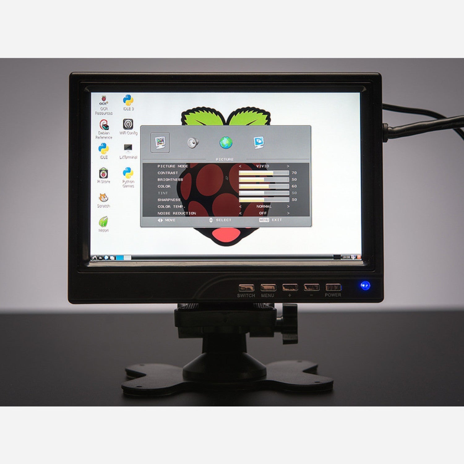 7-Inch 1280x800 (720p) IPS Display with Built-in Speakers - Supports HDMI, VGA, NTSC, and PAL Connections