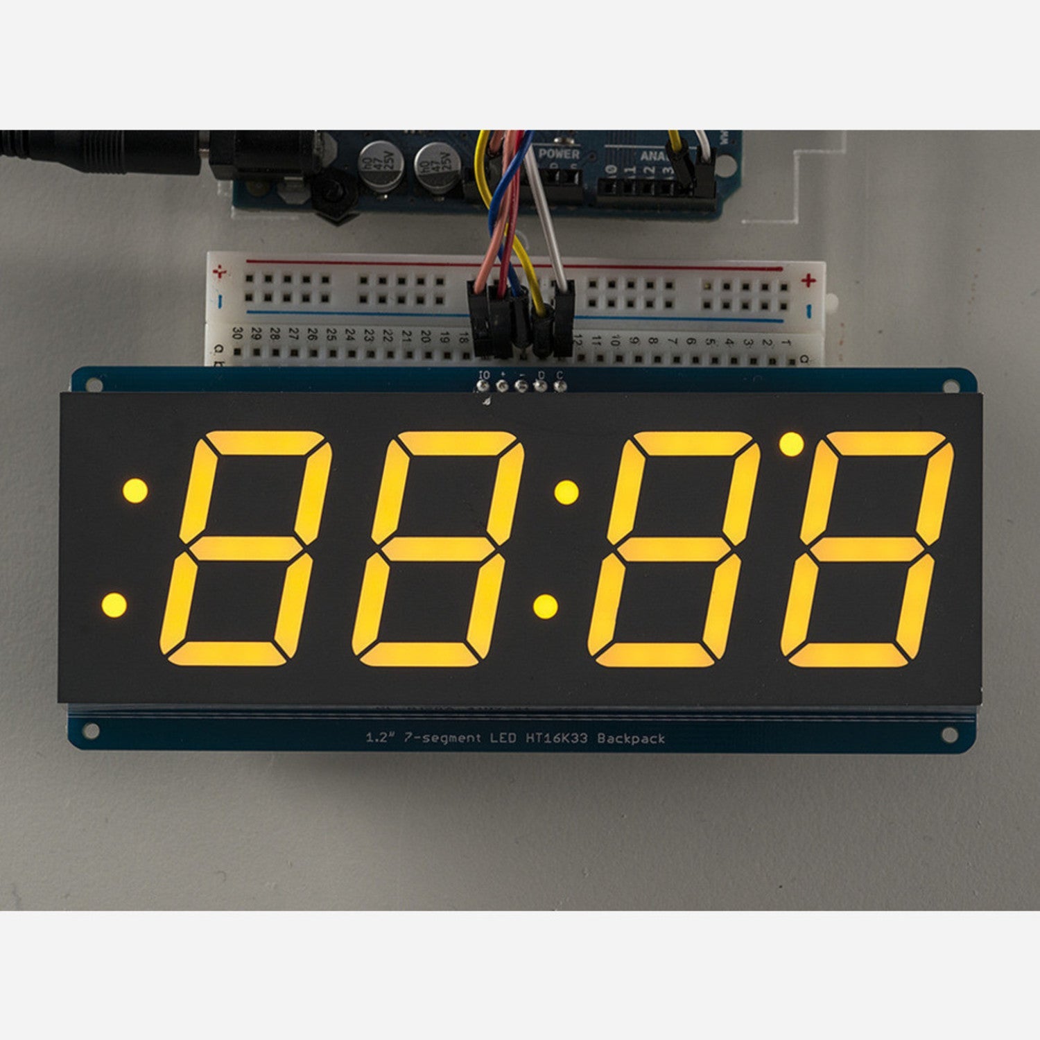 Adafruit 1.2-Inch Ultra-Bright Yellow 4-Digit 7-Segment Display with I2C Backpack
