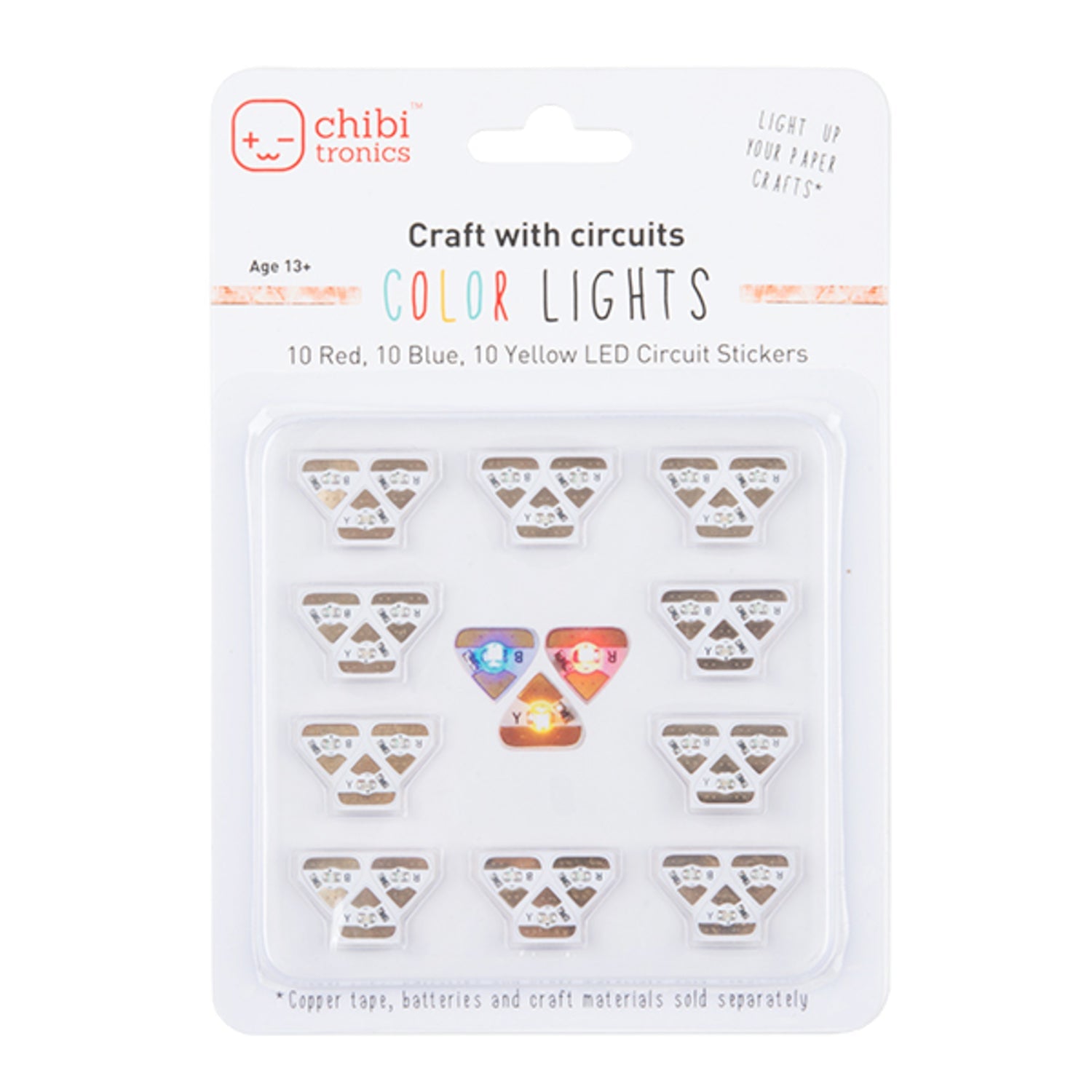Chibitronics MegaPack of Red, Yellow, and Blue LED Circuit Stickers (30 Pieces)