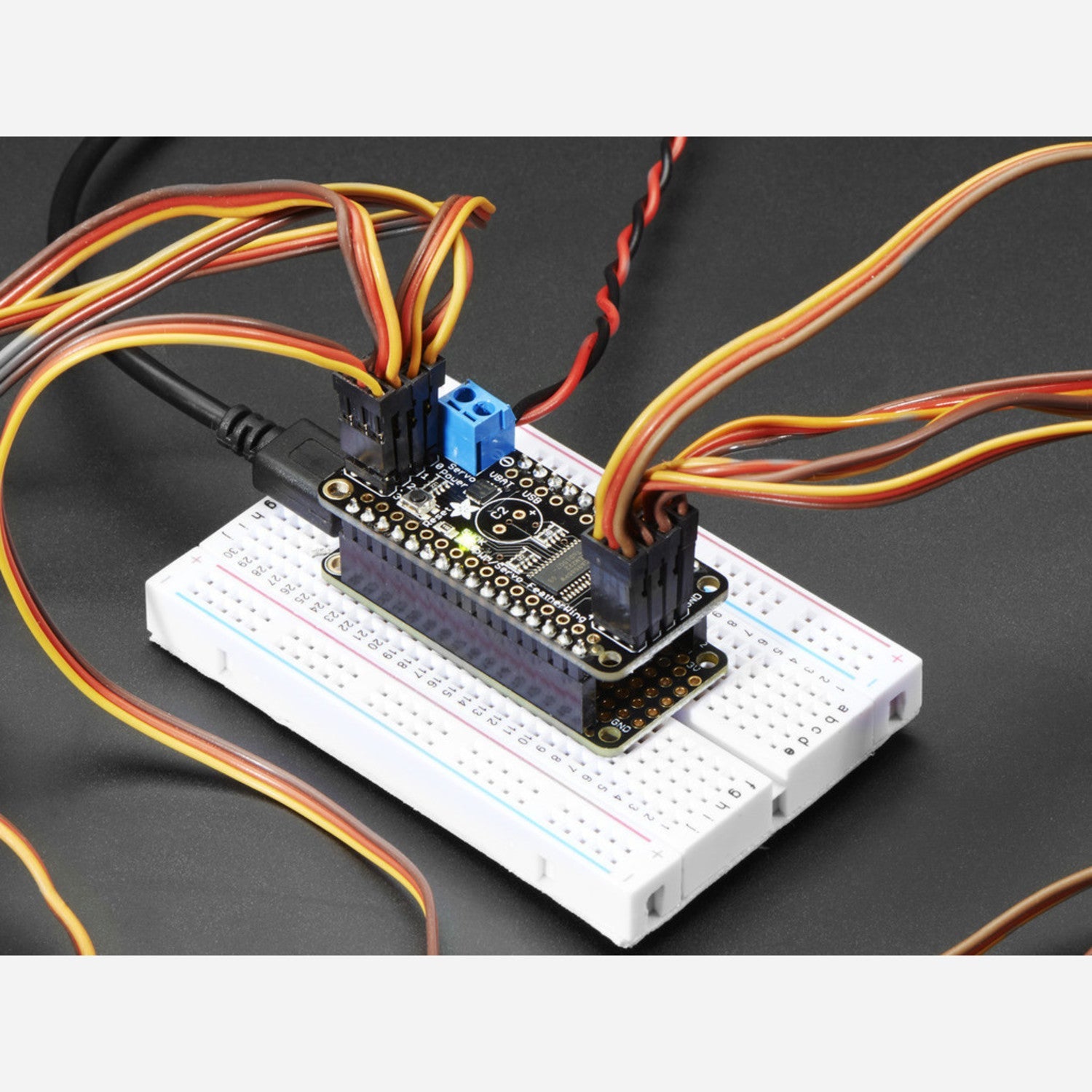 8-Channel Pulse Width Modulation (PWM) or Servo Add-on FeatherWing Compatible with All Feather Boards