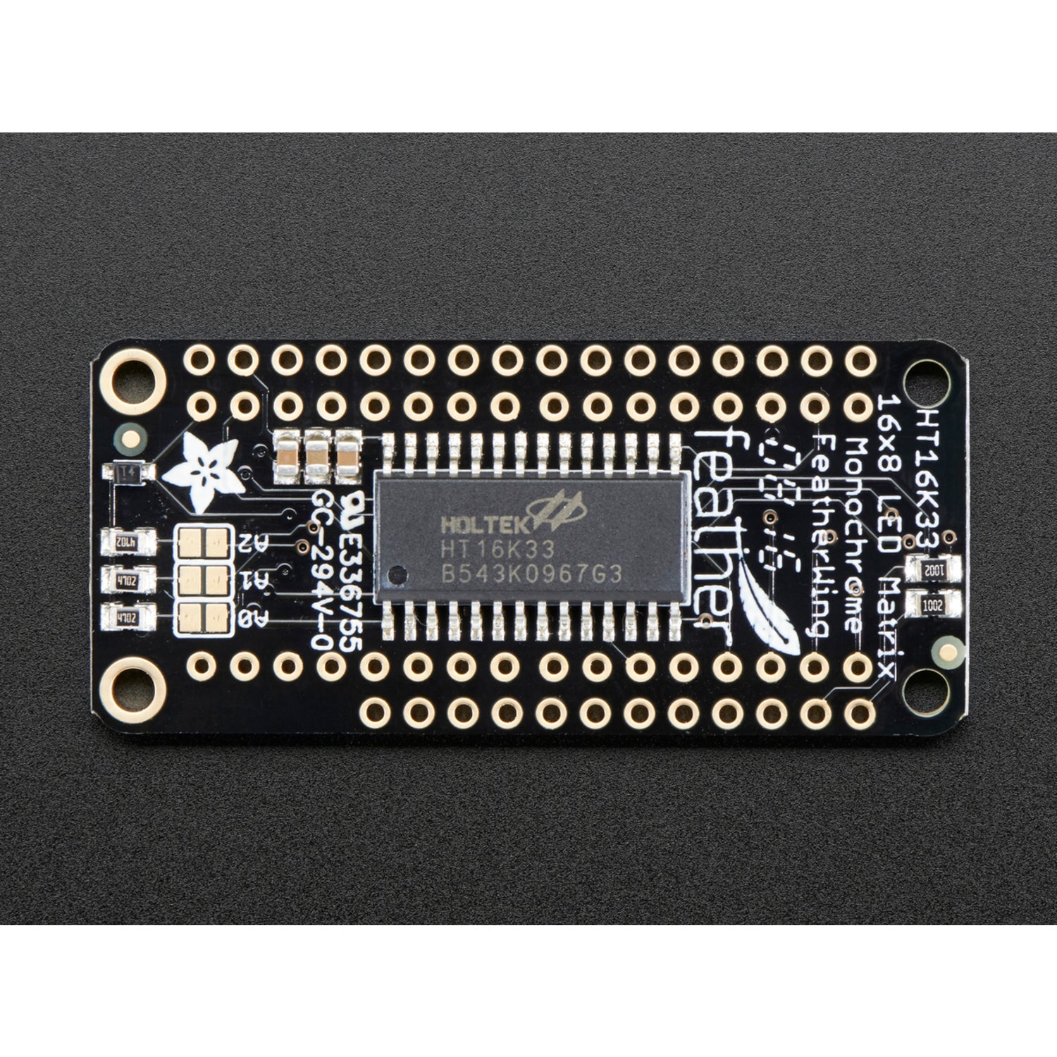 Adafruit Green 0.8" 8x16 LED Matrix FeatherWing Display Kit for Feather Boards