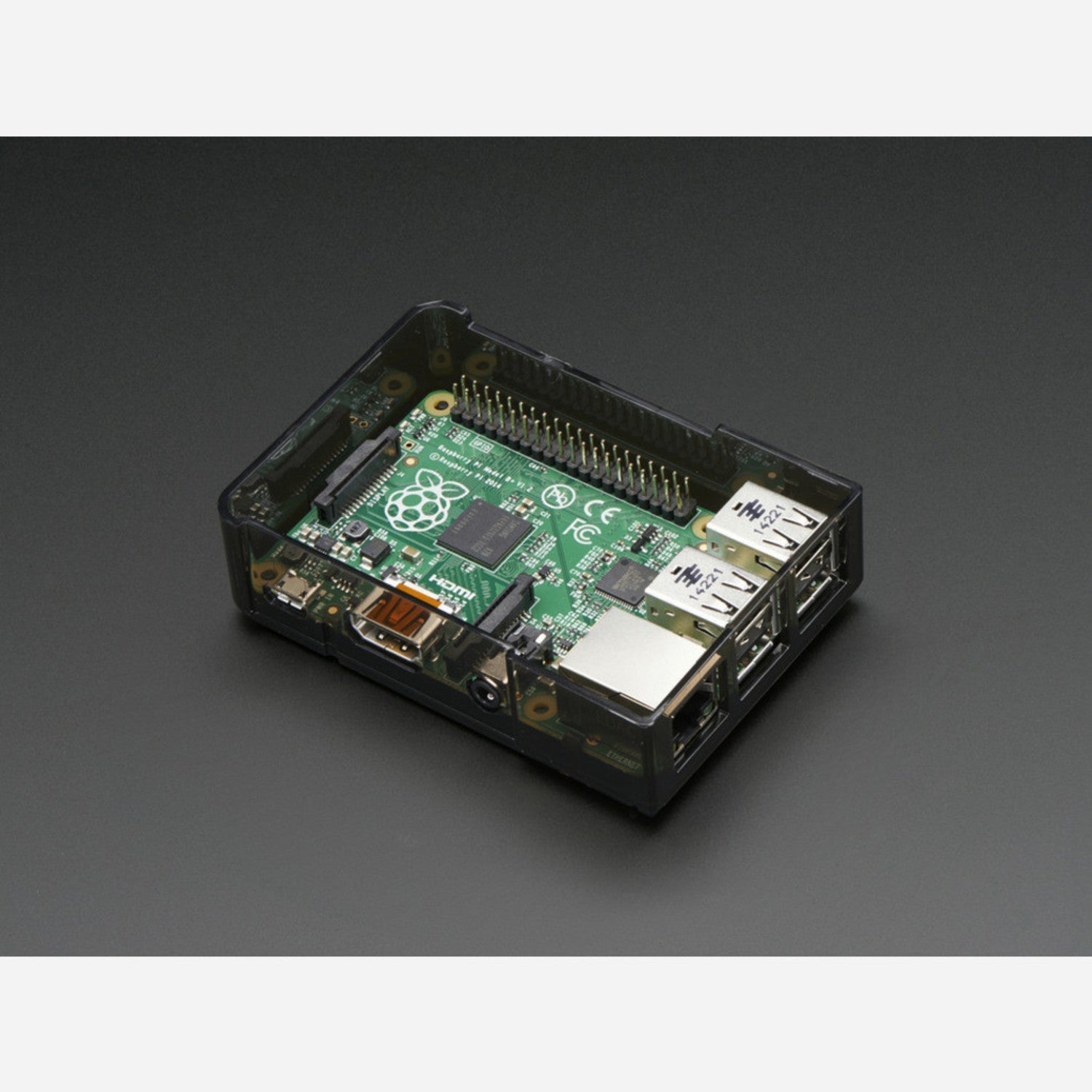 Smoke Gray Base Case for Raspberry Pi Model B+, Pi 2, and Pi 3
