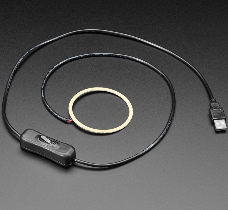 Stylish 70mm Diameter 5V Cool White LED Ring Lighting Kit with USB Cable and On/Off Switch for Costuming, Photo, and Video Projects