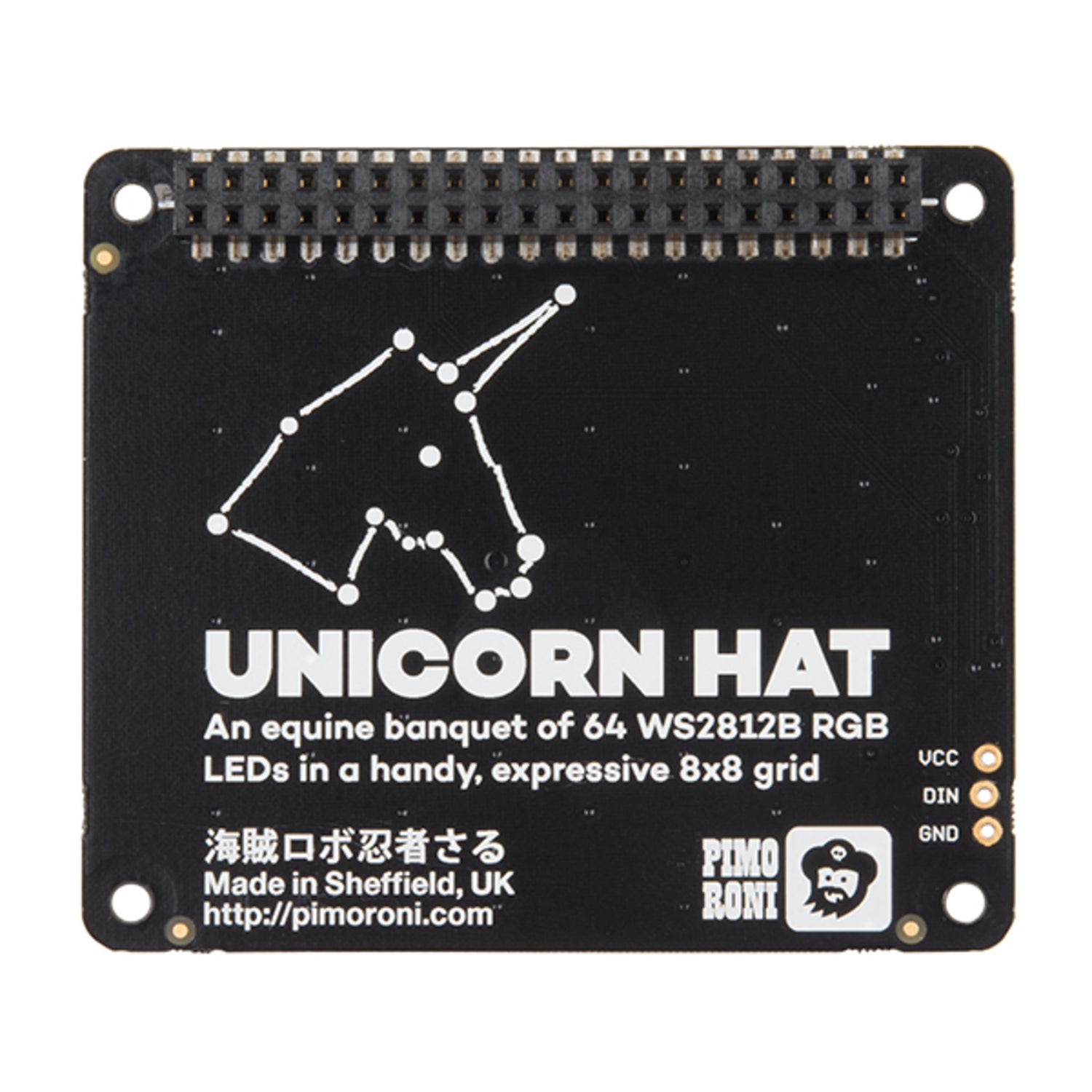 Pimoroni's Colorful Unicorn HAT: 64-LED Shield for Raspberry Pi