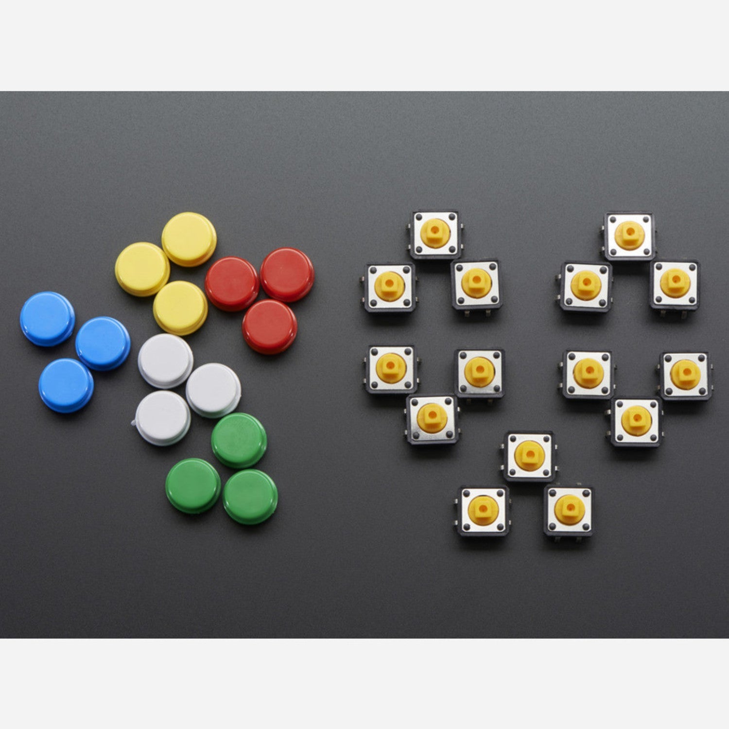 15-Piece Assortment of Colorful Round Tactile Button Switches