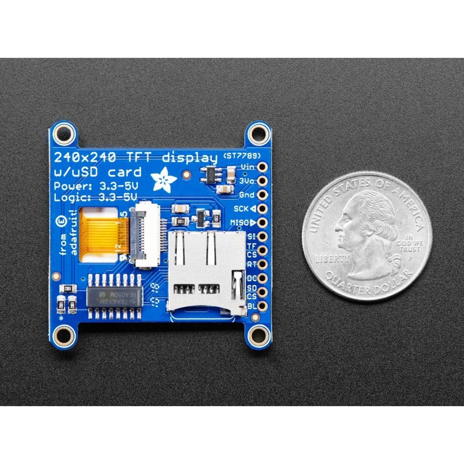Adafruit 1.54 - inch 240x240 High - Density Wide - Angle TFT LCD Display Module with MicroSD Slot and ST7789 Driver