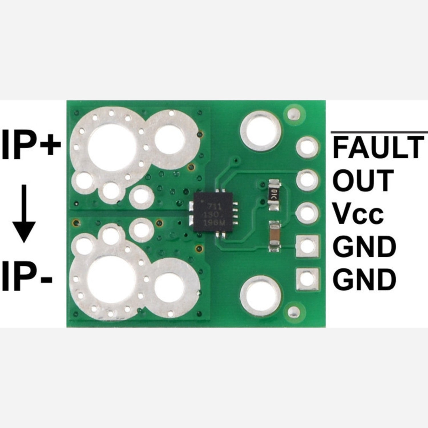 Allegro ACS711EX Bidirectional Current Sensor Carrier Board (-31A to +31A)