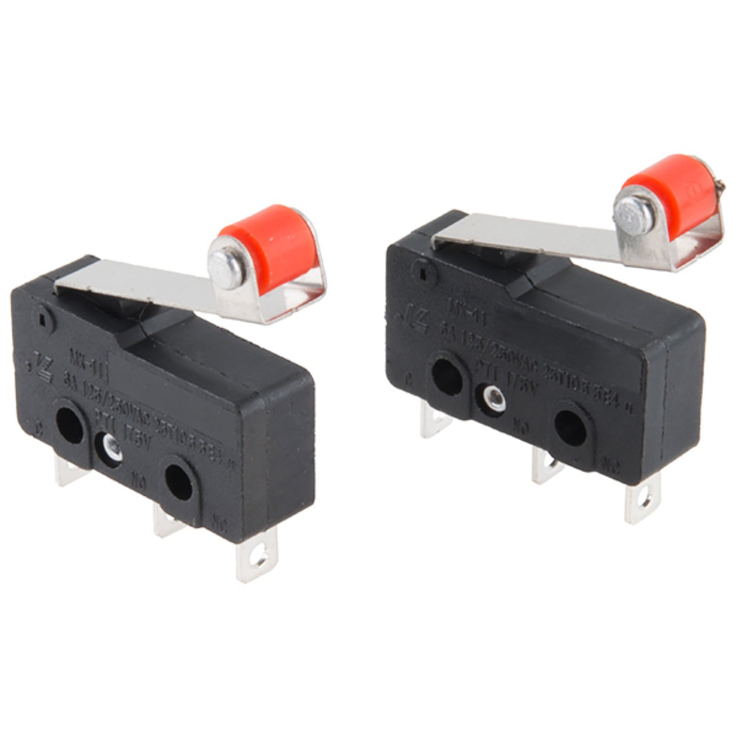 Two-Pack of Mini Single Pole Double Throw (SPDT) Microswitches with Roller Lever Actuators