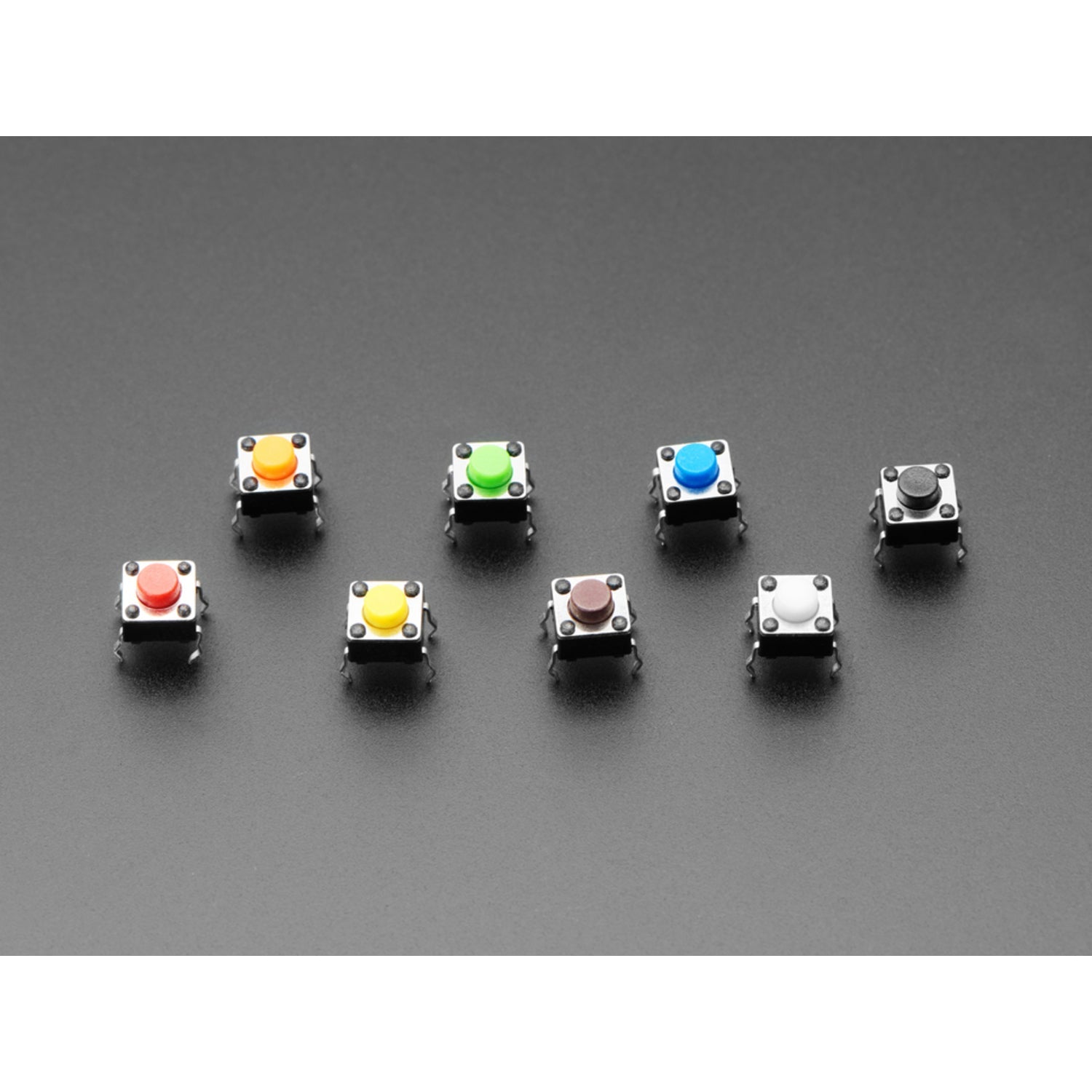 Deluxe 6mm Rainbow Tactile Button Party Tray Set - 160 Pieces of Mini Tactile Switch Buttons