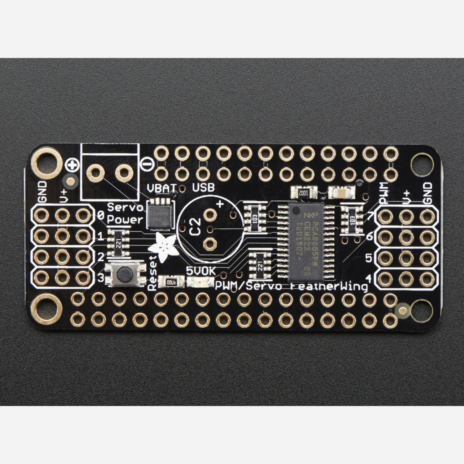 8-Channel Pulse Width Modulation (PWM) or Servo Add-on FeatherWing Compatible with All Feather Boards
