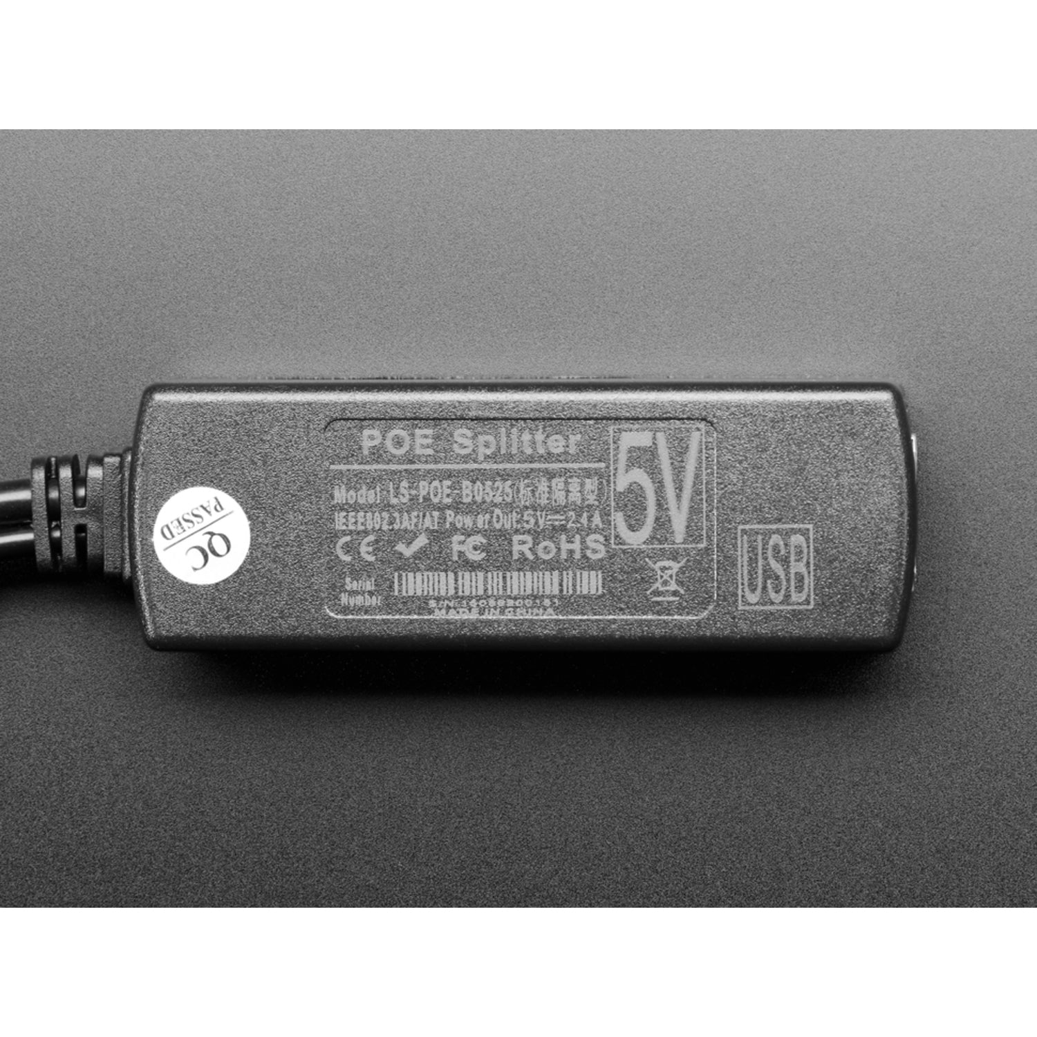 Isolated 12W 5V 2.4 Amp PoE Splitter with MicroUSB Plug