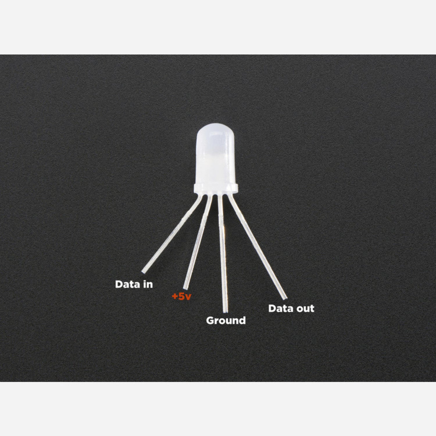 5-Pack of NeoPixel Diffused 5mm Through-Hole Light Emitting Diodes
