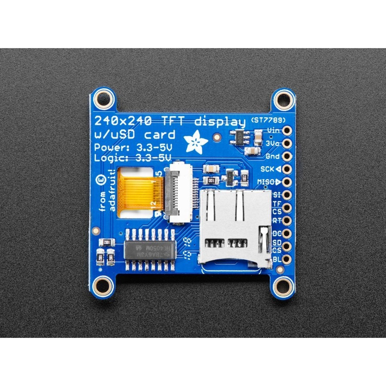 Adafruit 1.54 - inch 240x240 High - Density Wide - Angle TFT LCD Display Module with MicroSD Slot and ST7789 Driver