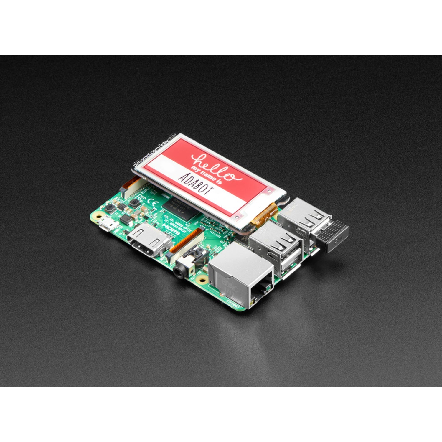 Pimoroni Inky pHAT - 3 - Color Electronic Ink Display Module for Raspberry Pi Computers