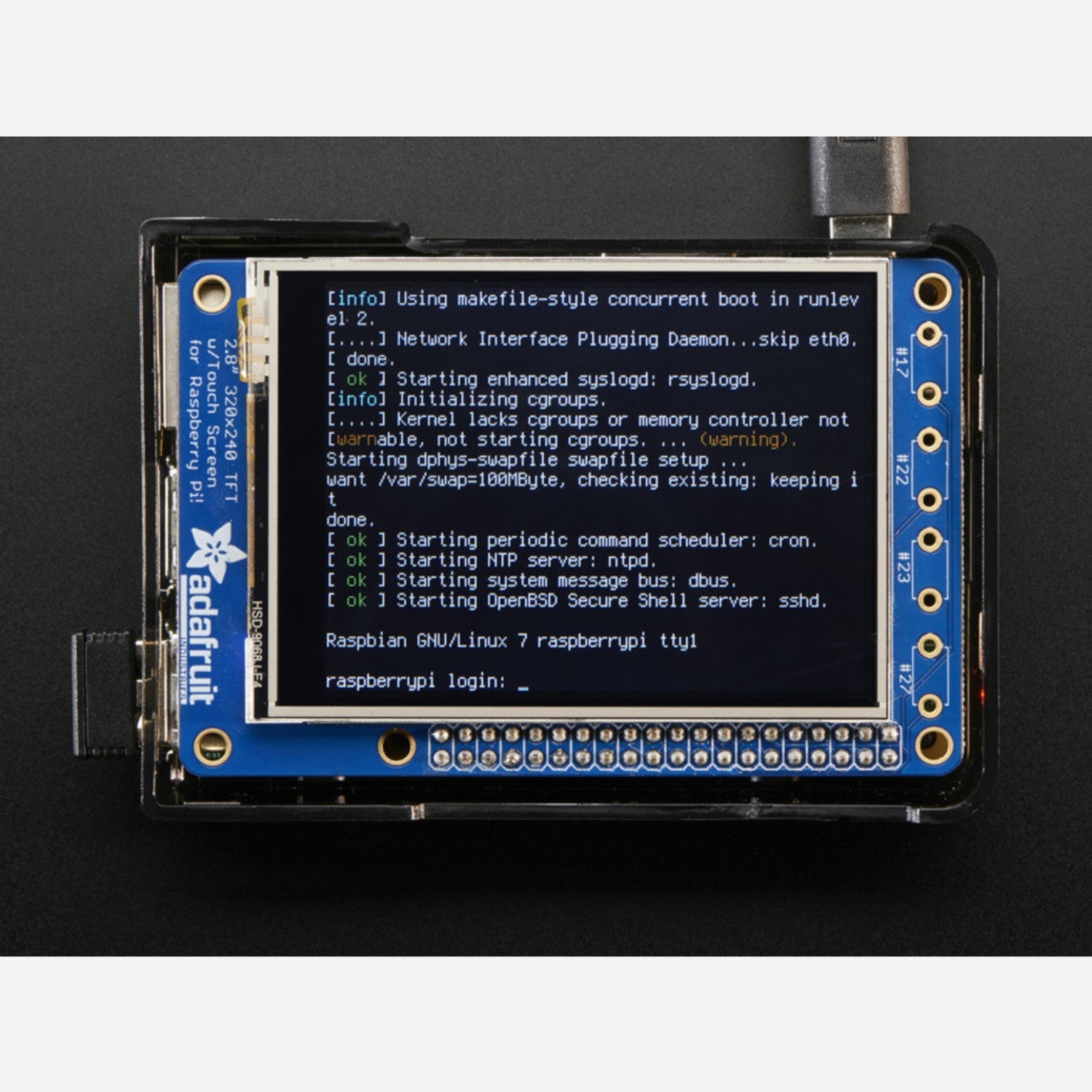 Fully Assembled 2.8 Inch PiTFT Plus 320x240 TFT Display with Resistive Touchscreen for Raspberry Pi