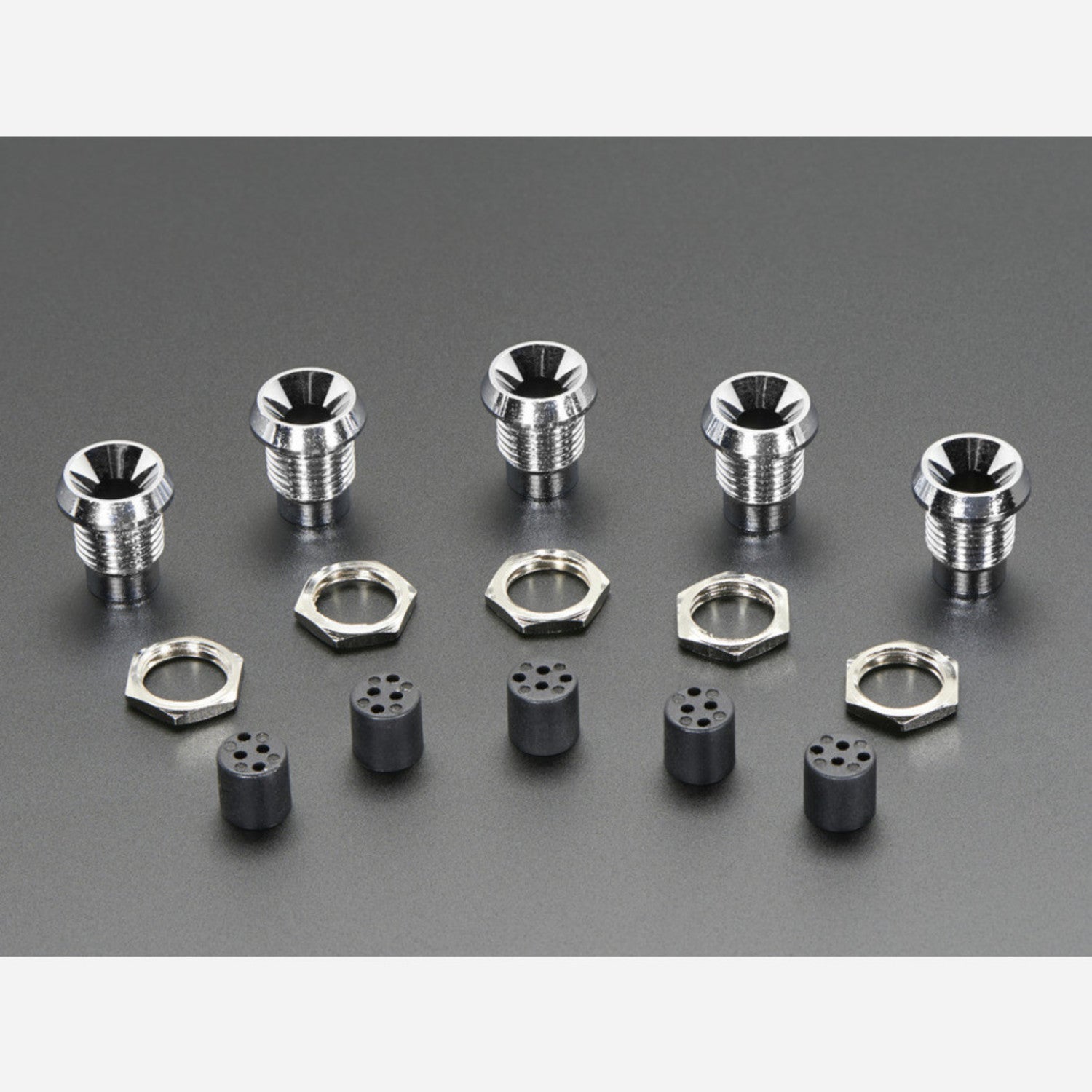 Pack of 5 - 5mm Chromed Metal LED Holders with Wide Concave Bevel