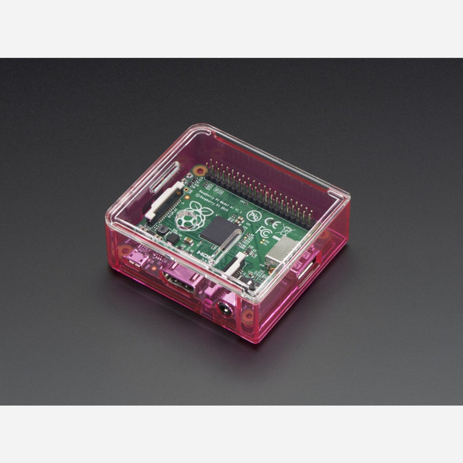 Pink Polycarbonate Base Case for Raspberry Pi Model A+