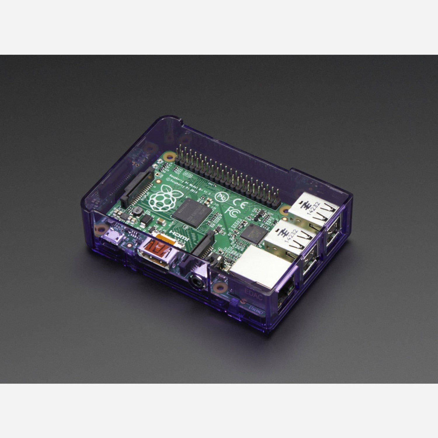 Vibrant Purple Case Base for Raspberry Pi Model B+, Pi 2, and Pi 3