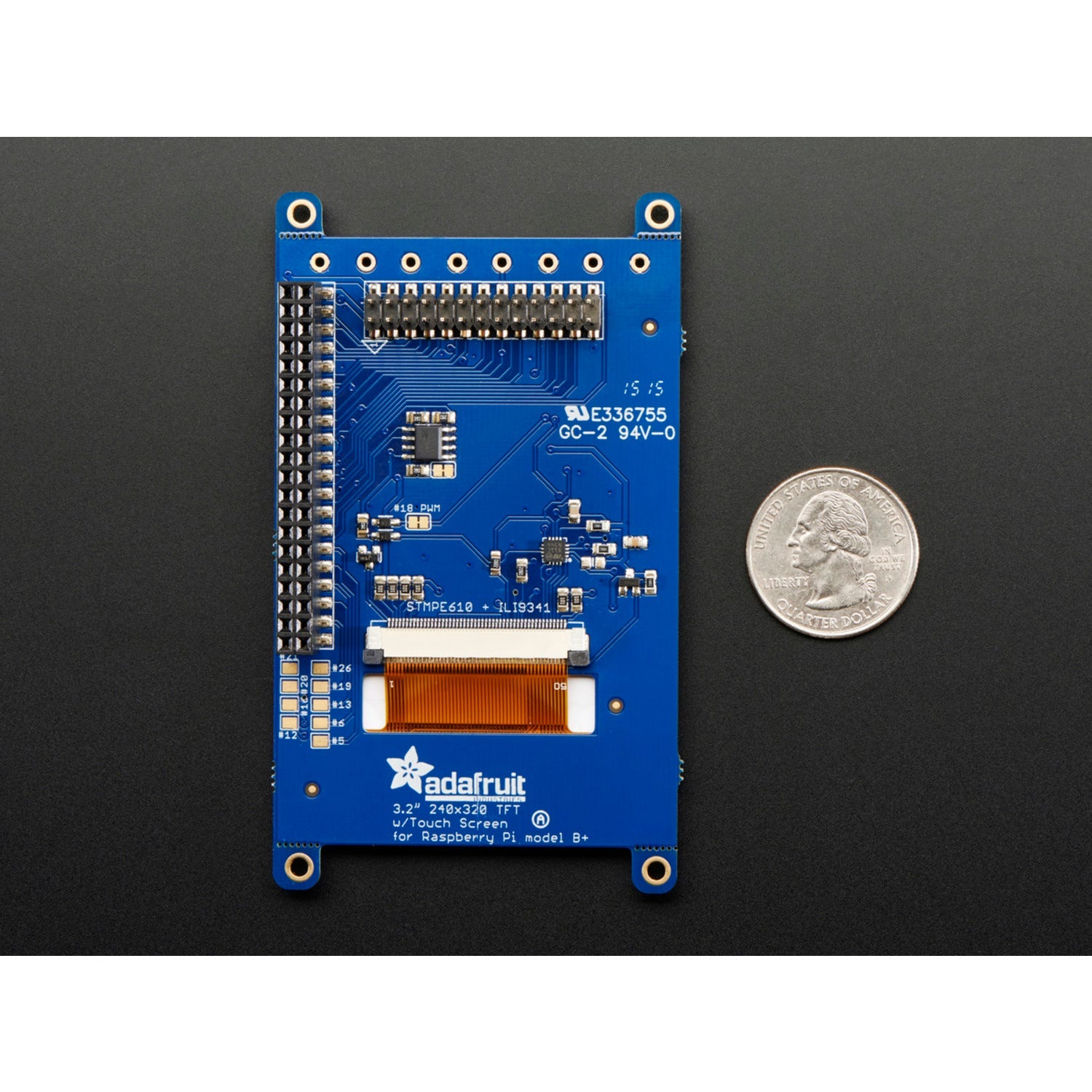 3.2-Inch PiTFT Plus TFT Display with 320x240 Resolution and Resistive Touchscreen for Raspberry Pi