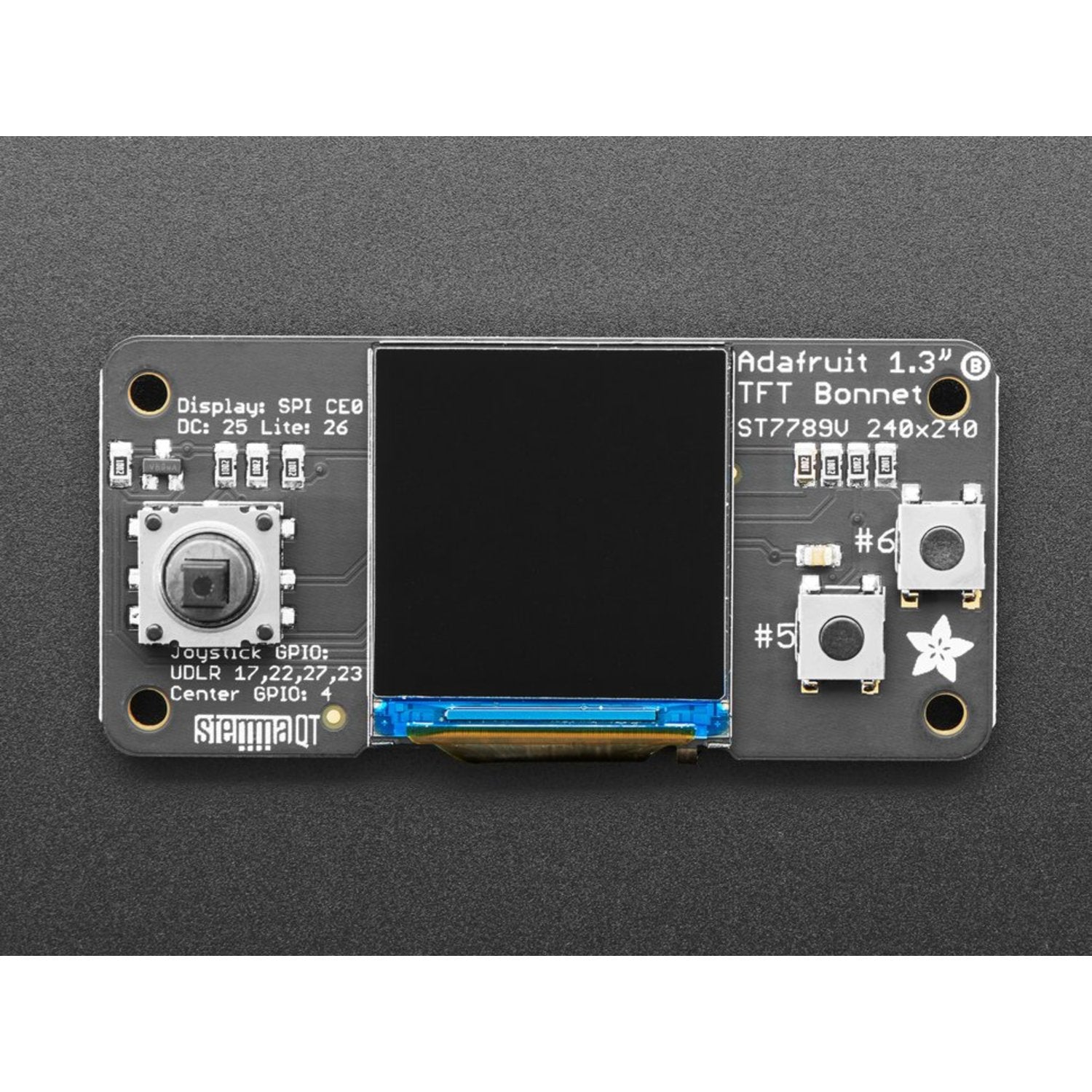 Adafruit 1.3-Inch Color TFT Display Bonnet Accessory with Joystick for Raspberry Pi Computers - 240x240 Color IPS TFT Display Add - on