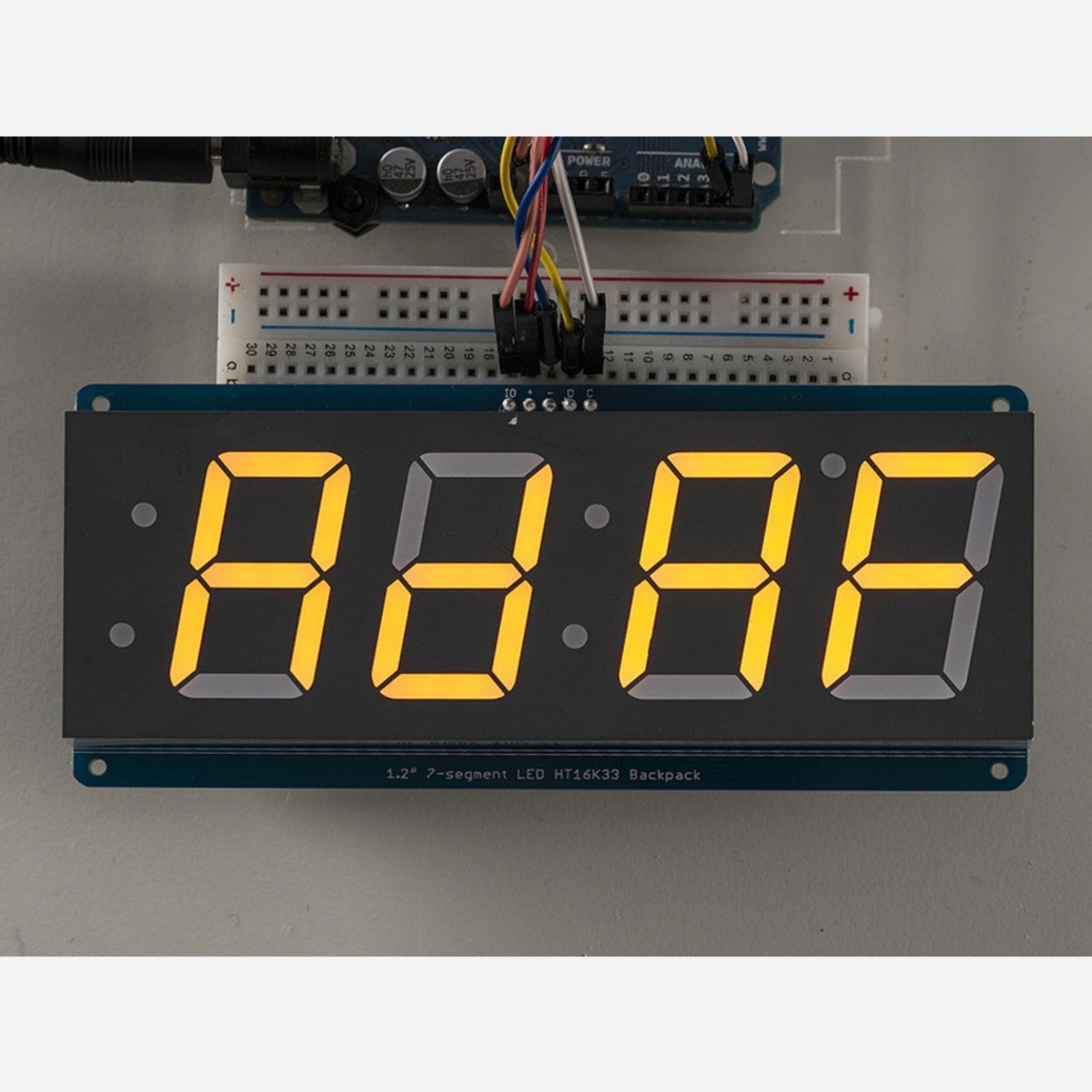 Adafruit 1.2-Inch Ultra-Bright Yellow 4-Digit 7-Segment Display with I2C Backpack