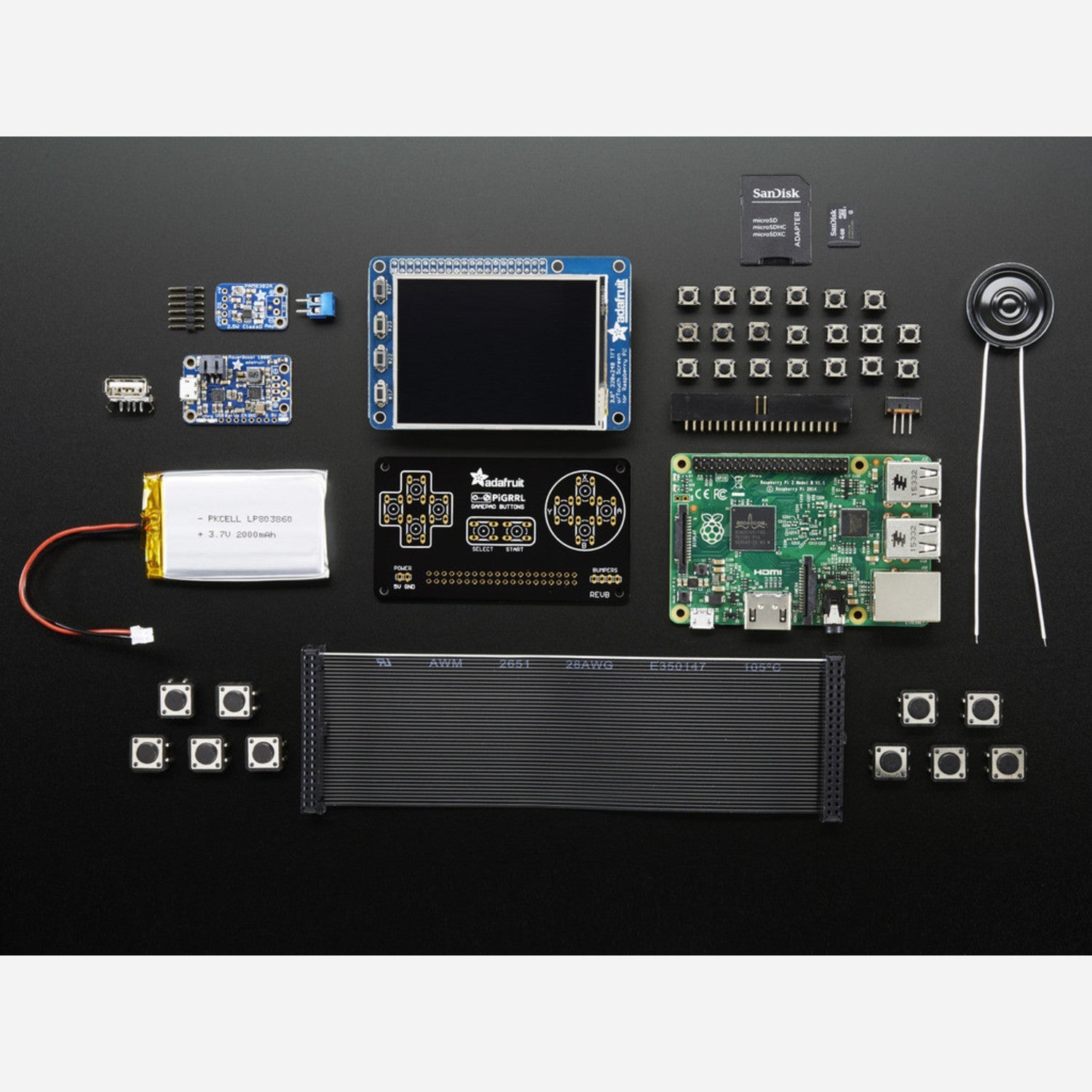 PiGRRL 2.0 Kit - DIY Your Own Raspberry Pi Game Emulator (Case & Pi Not Included)
