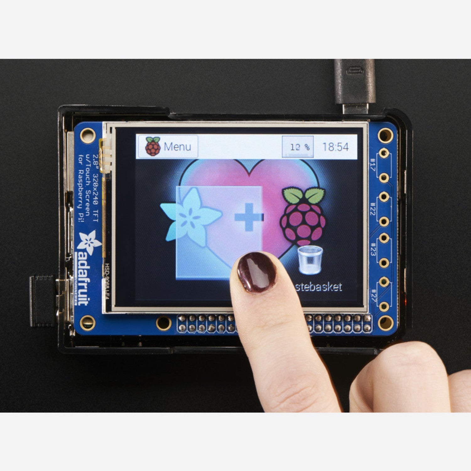 Fully Assembled 2.8 Inch PiTFT Plus 320x240 TFT Display with Resistive Touchscreen for Raspberry Pi